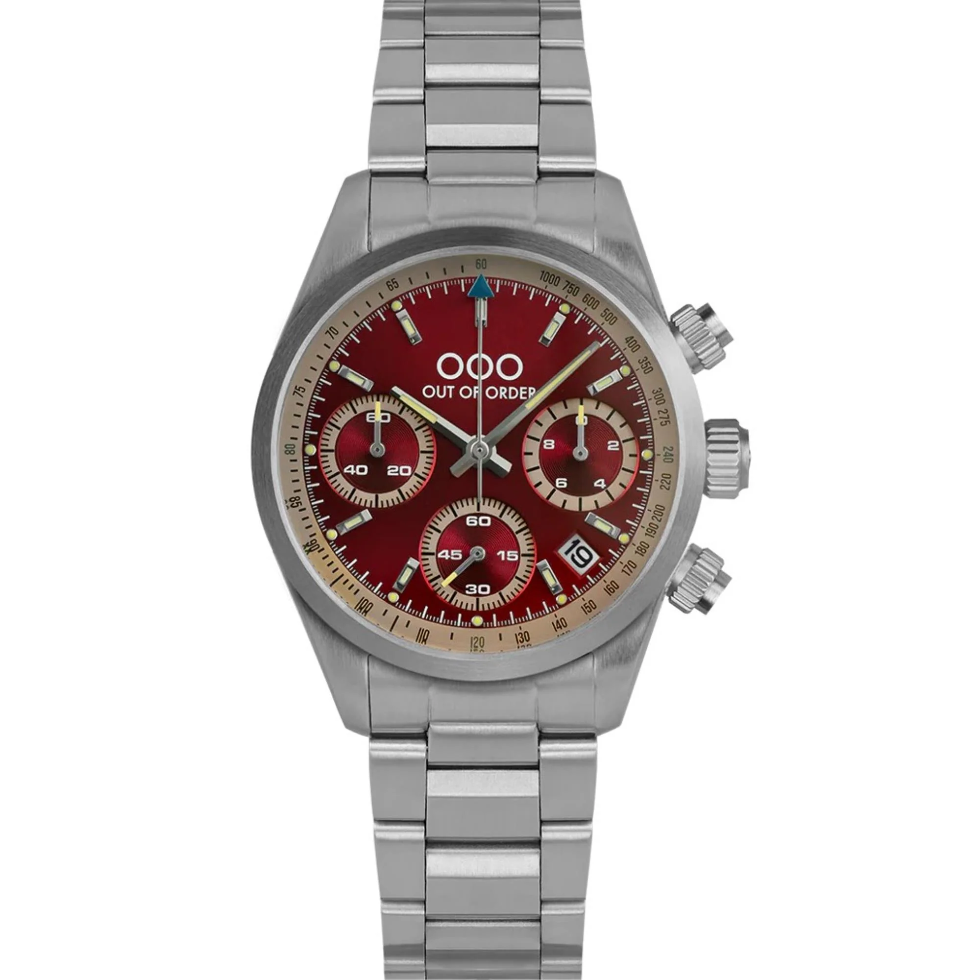 Out of Order Sporty Cronografo Ultra Brush Quartz Red Dial Steel Strap Unisex Watch OOO.001-23.RO.AC.SS - Image 7