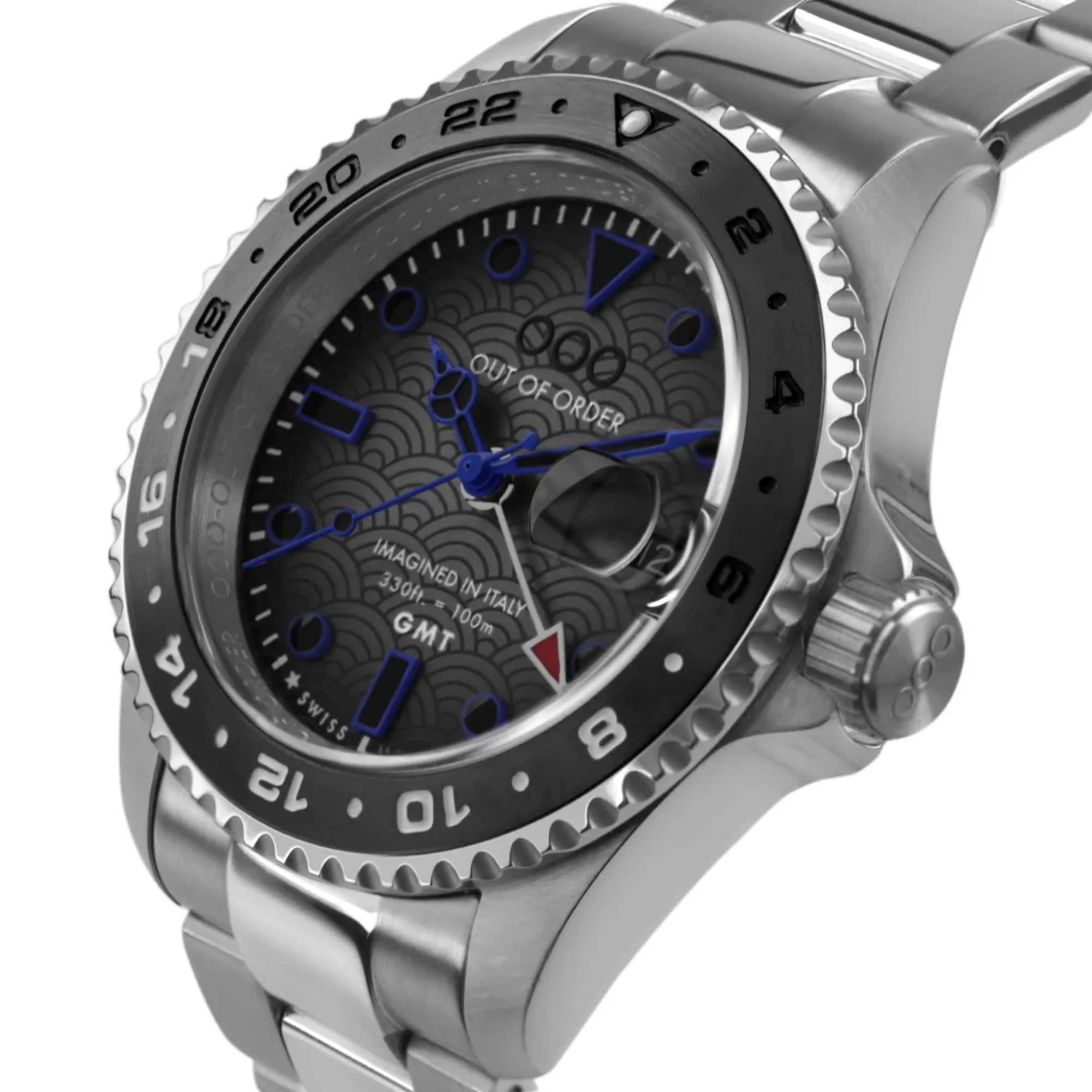 Out of Order Swiss GMT Tokyo Shibuya Ultra Brushed Grey Dial Steel Strap Men's Watch OOO.001-19.TS.SS - Image 5
