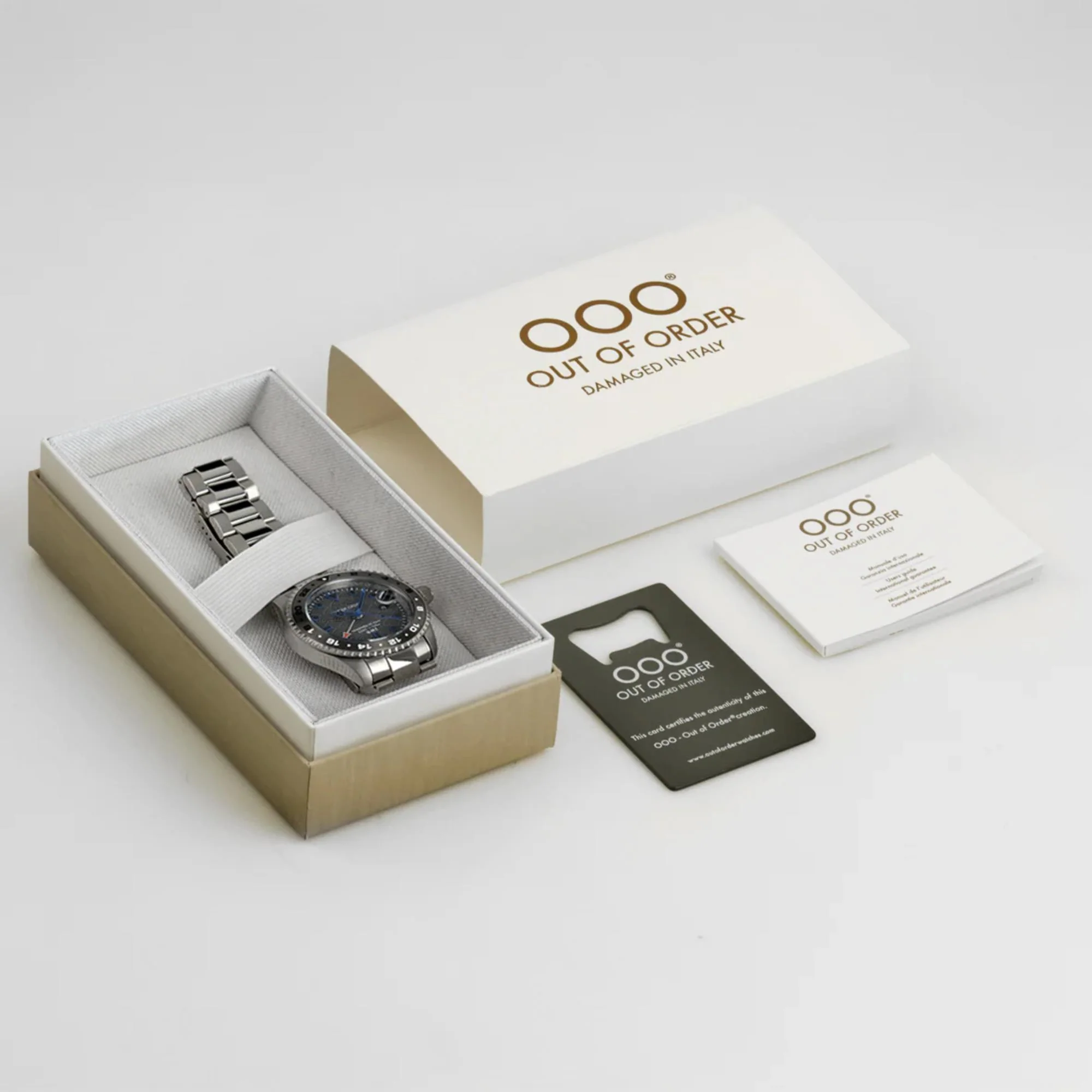 Out of Order Swiss GMT Tokyo Shibuya Ultra Brushed Grey Dial Steel Strap Men's Watch OOO.001-19.TS.SS - Image 8