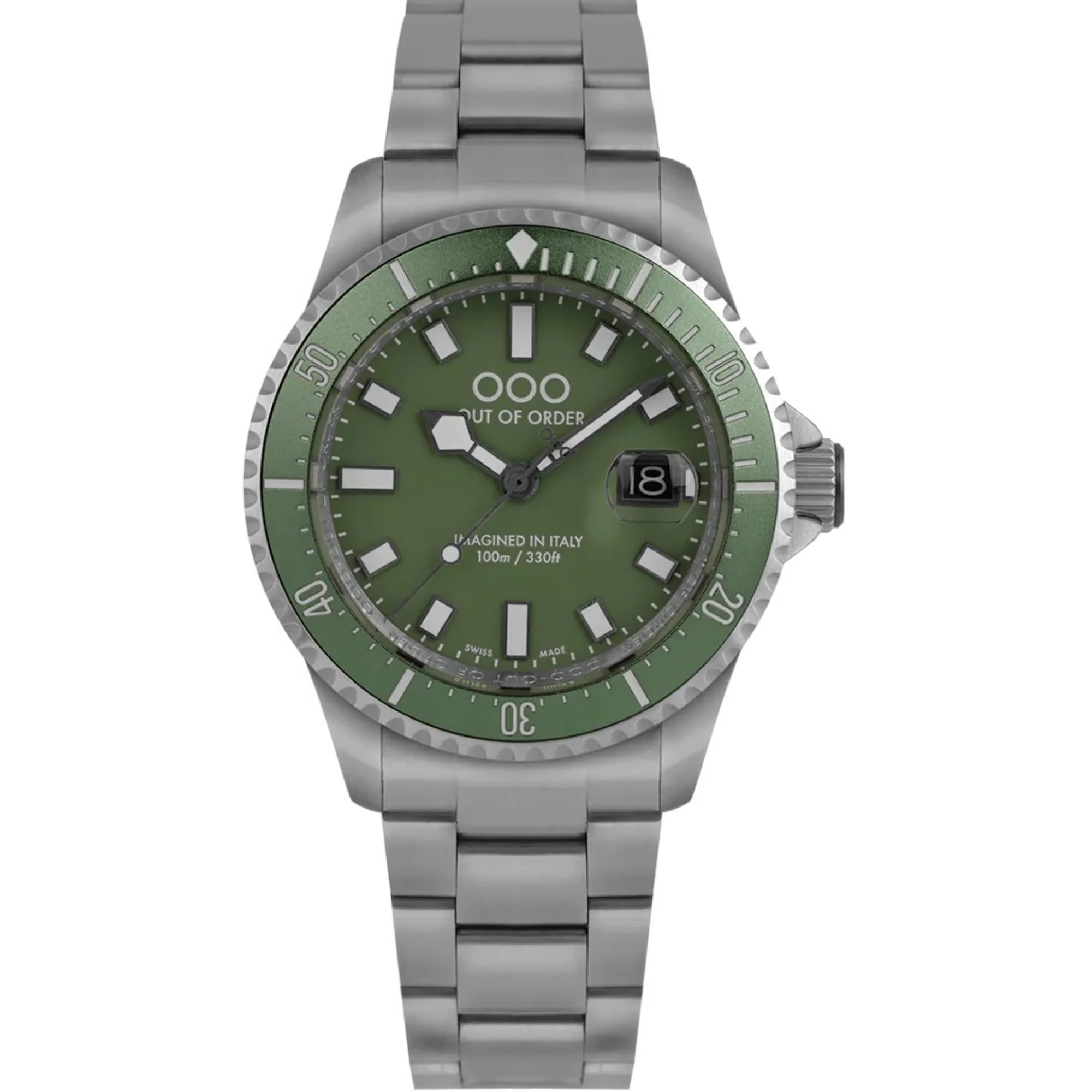 Out of Order Verde Oliva Casanova Ultra Brushed Quartz Green Dial Steel Strap Men's Watch OOO.001-27.VE.SS - Image 6