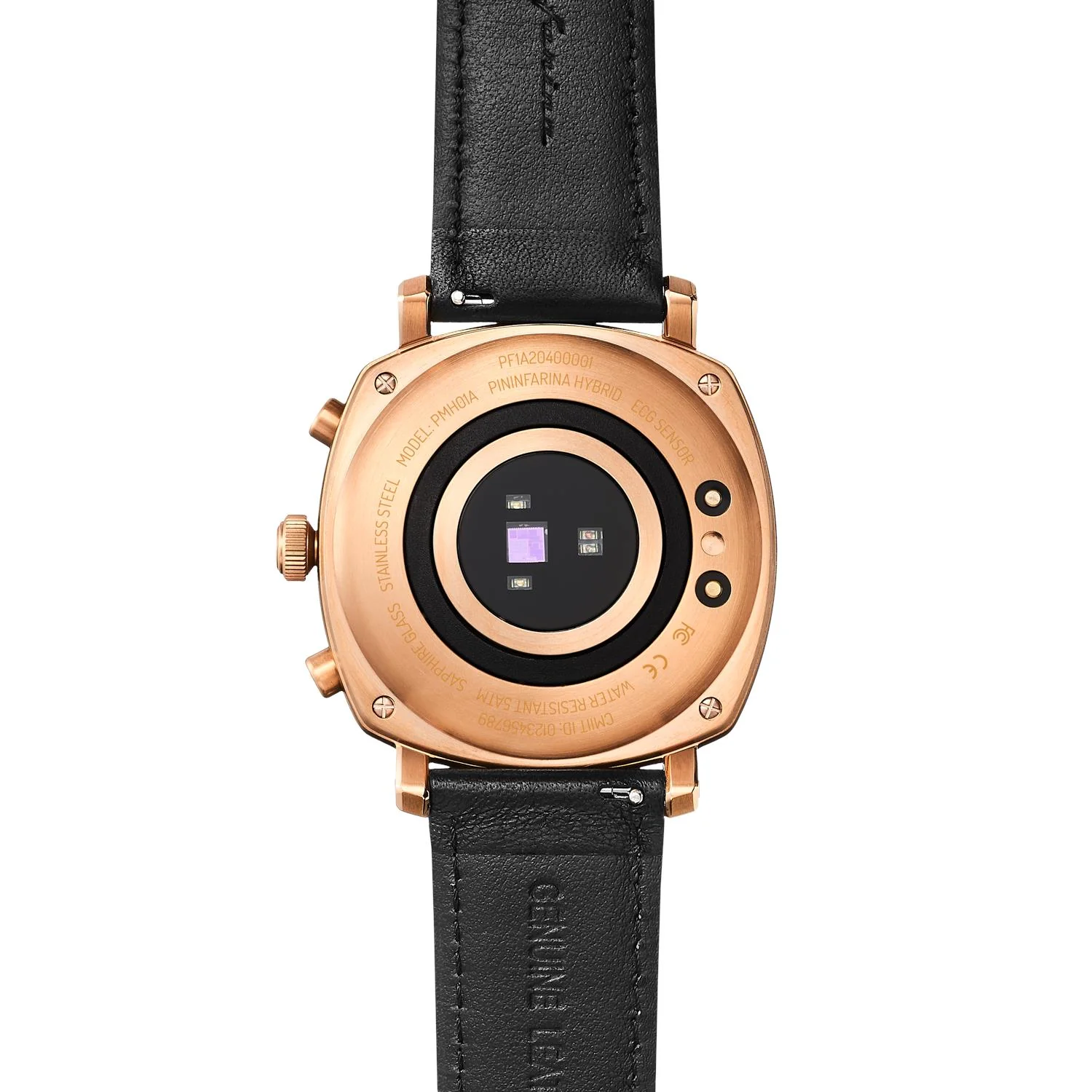 Pininfarina Senso Hybrid Sunburst Rose Black Dial Black Leather Strap Men’s Watch PMH01A-03 - Image 2