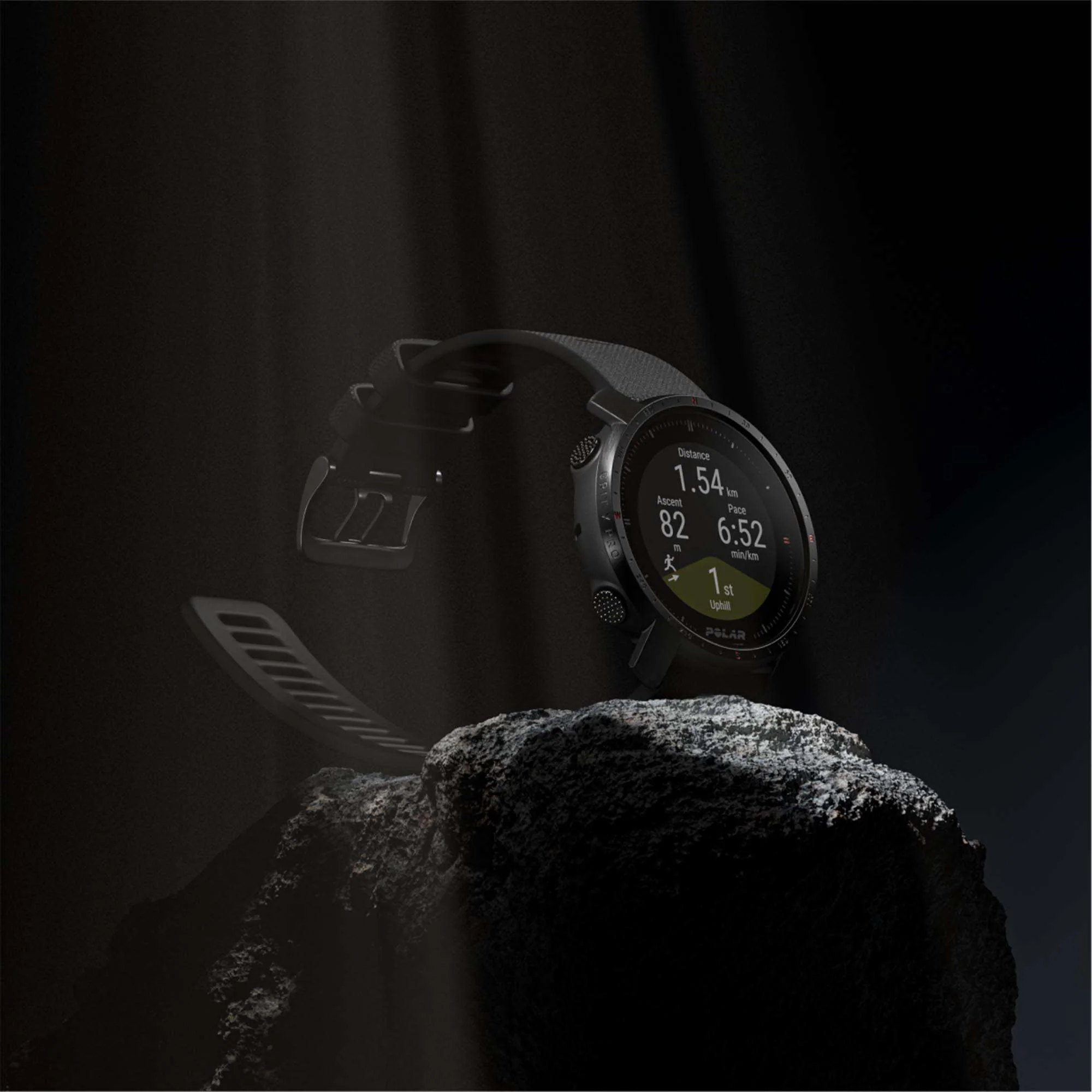 Polar Grit X Pro Black DLC Quartz Black Dial Black Synthetic Rubber Strap Unisex Watch 90085773 - Image 20