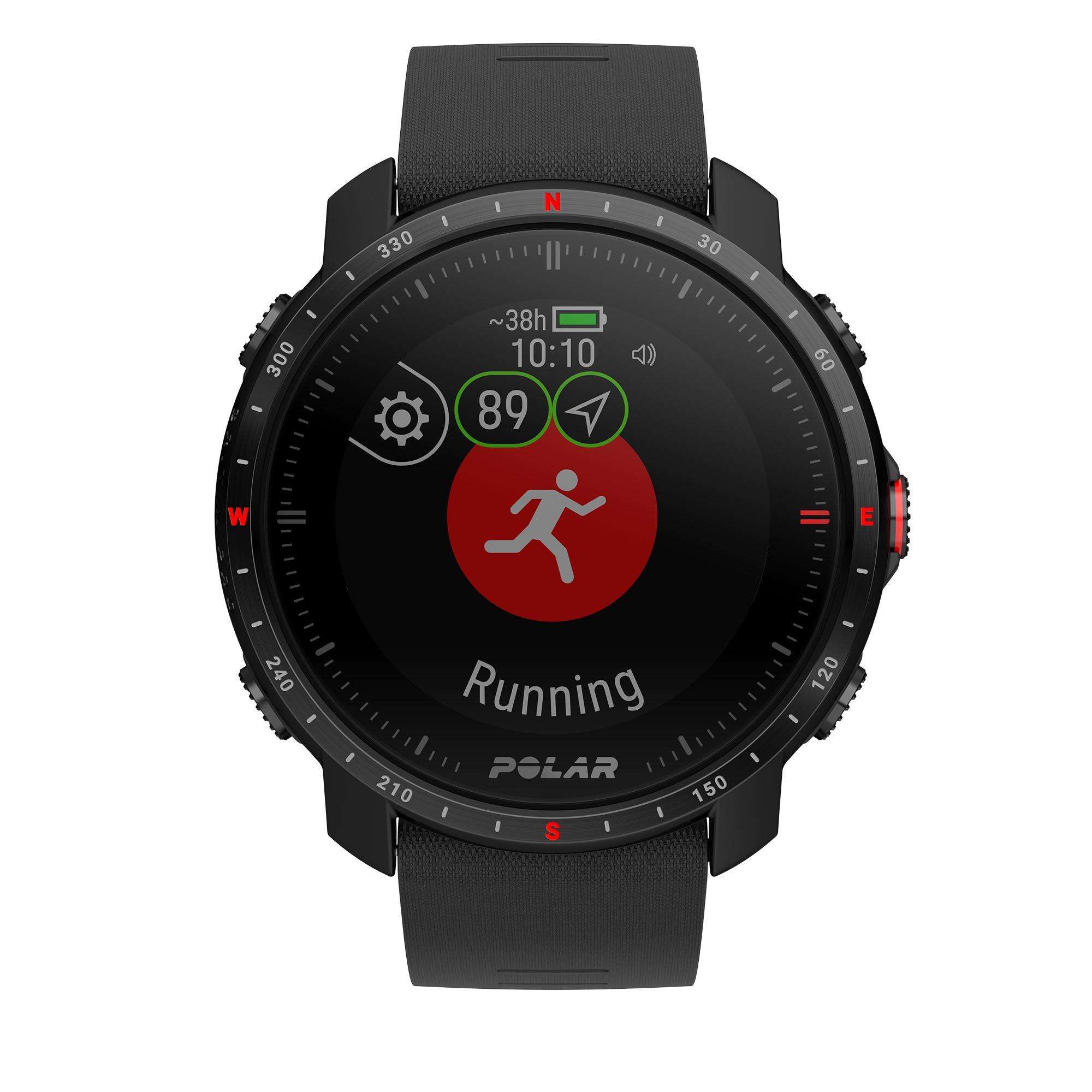 Polar Grit X Pro Black DLC Quartz Black Dial Black Synthetic Rubber Strap Unisex Watch 90085773 - Image 25