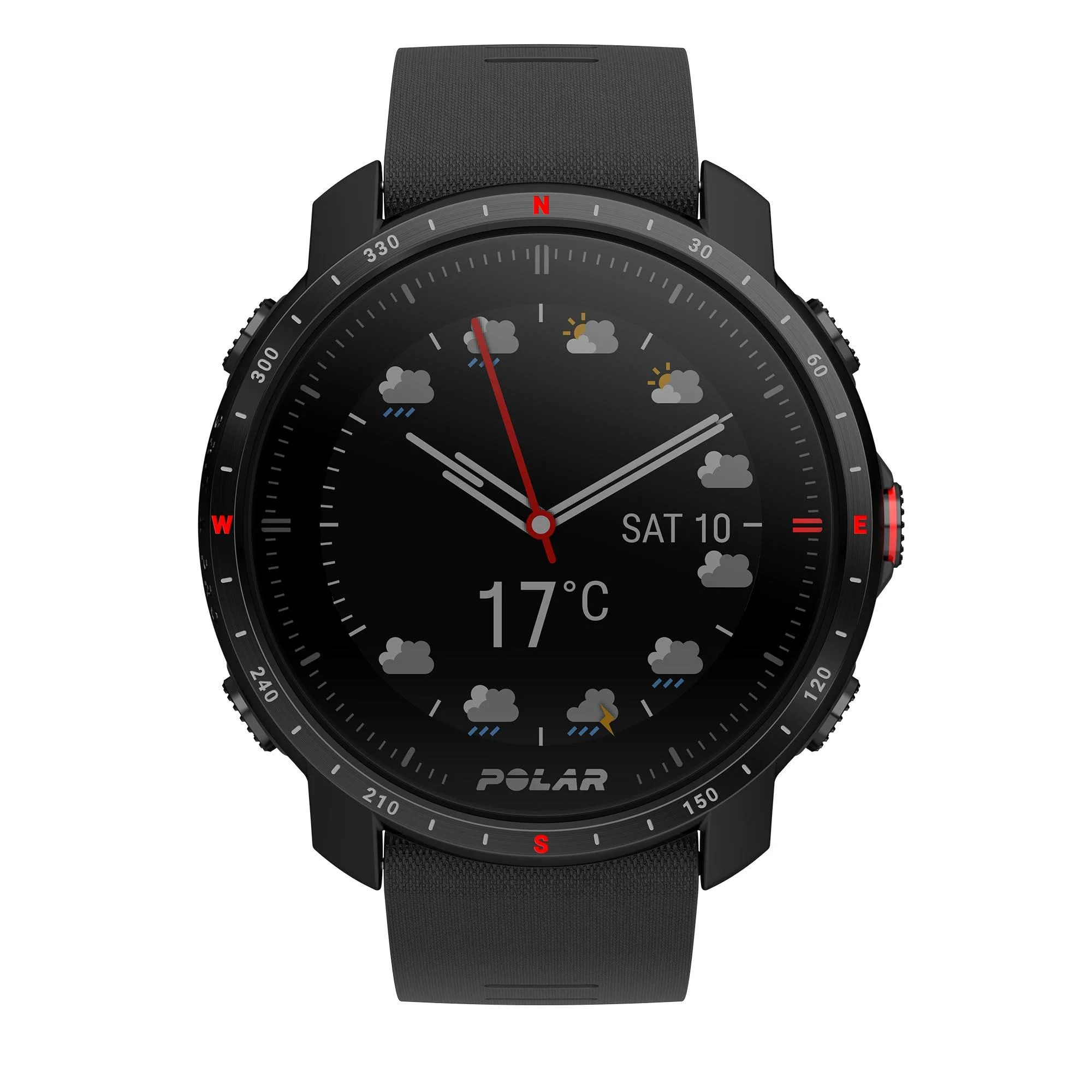 Polar Grit X Pro Black DLC Quartz Black Dial Black Synthetic Rubber Strap Unisex Watch 90085773 - Image 40