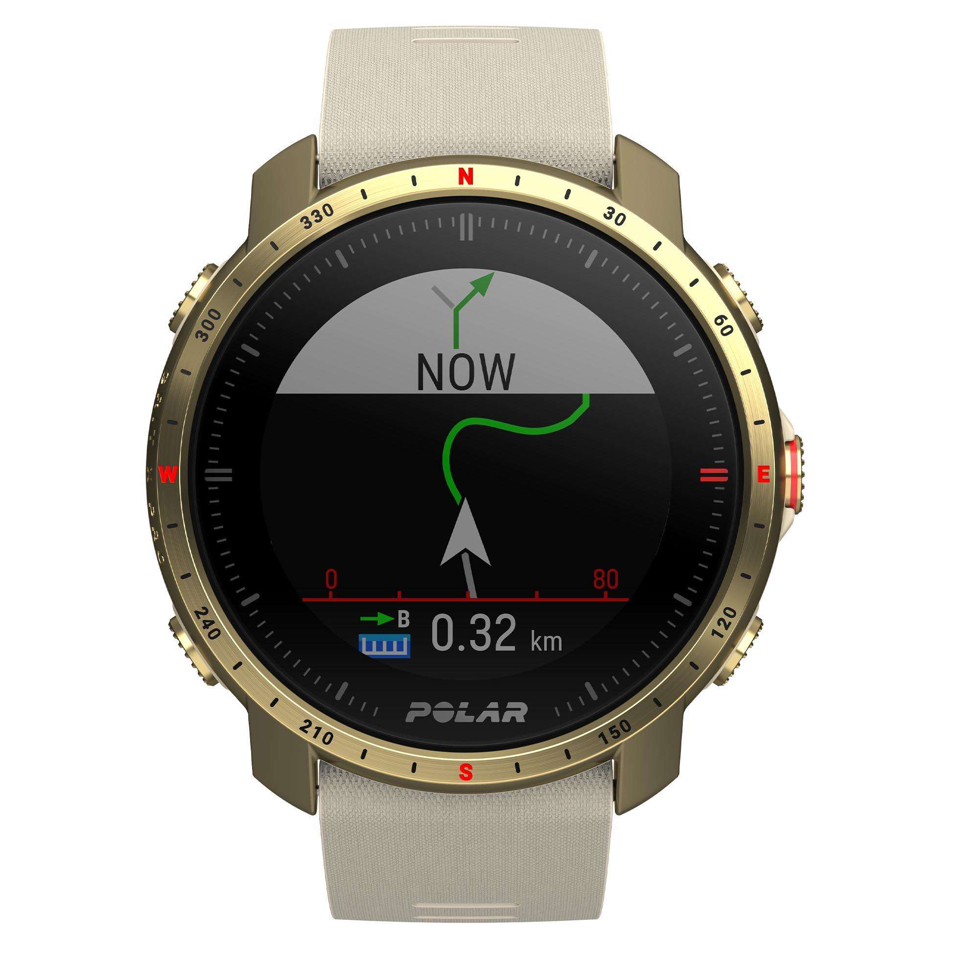 Polar Grit X Pro Arctic Gold Quartz Black Dial Cream Brown Synthetic Rubber Strap Unisex Watch 90085776 - Image 15