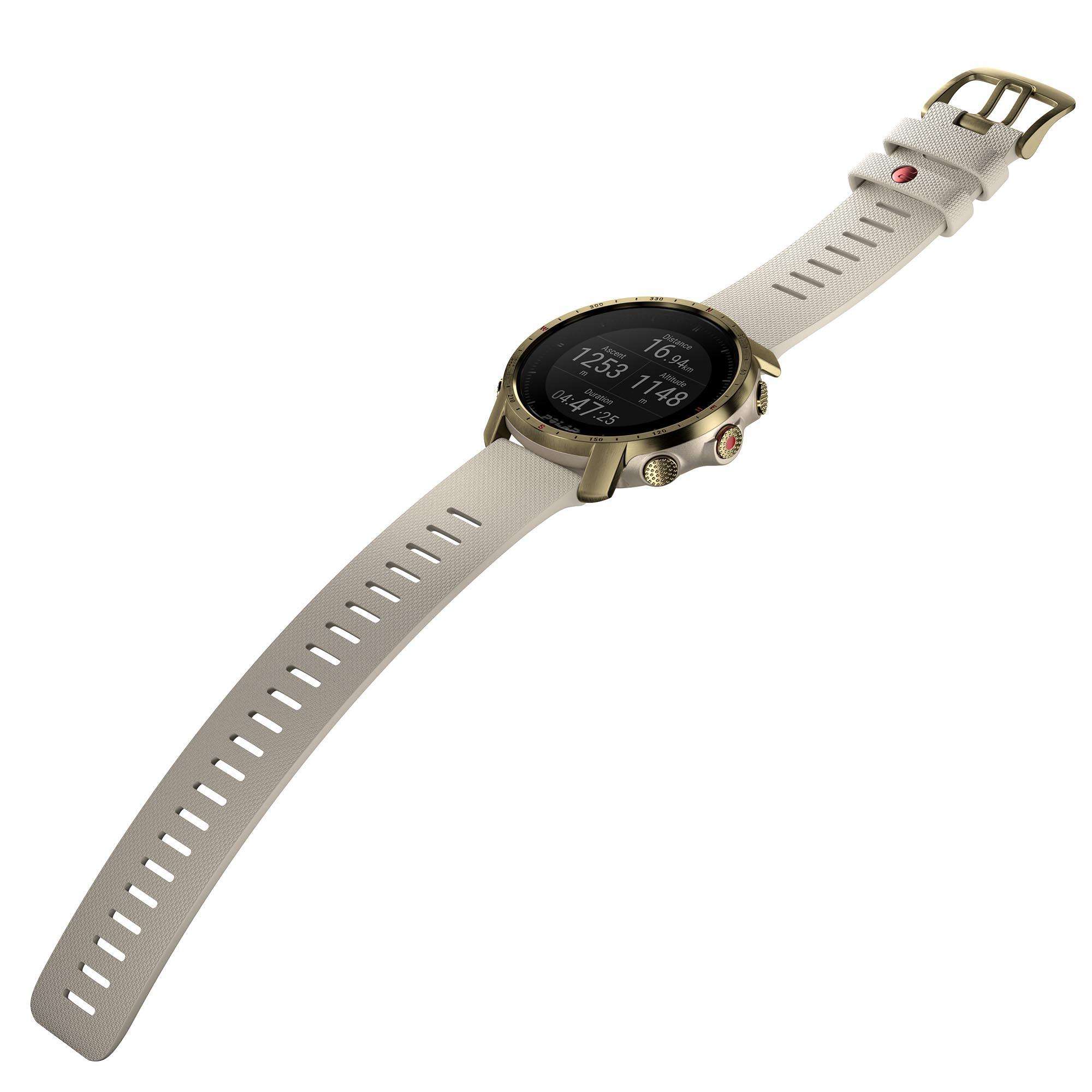 Polar Grit X Pro Arctic Gold Quartz Black Dial Cream Brown Synthetic Rubber Strap Unisex Watch 90085776 - Image 2
