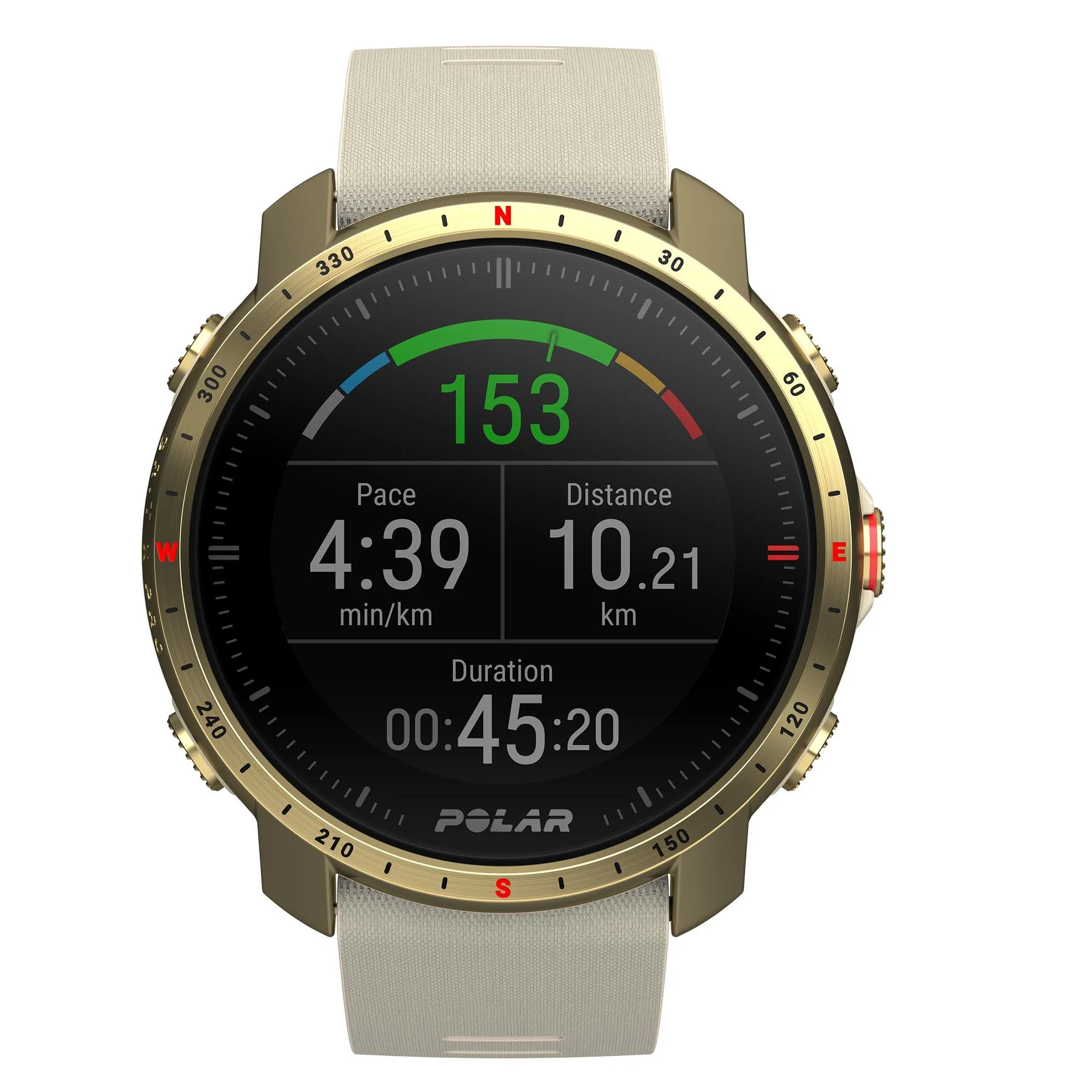 Polar Grit X Pro Arctic Gold Quartz Black Dial Cream Brown Synthetic Rubber Strap Unisex Watch 90085776 - Image 21