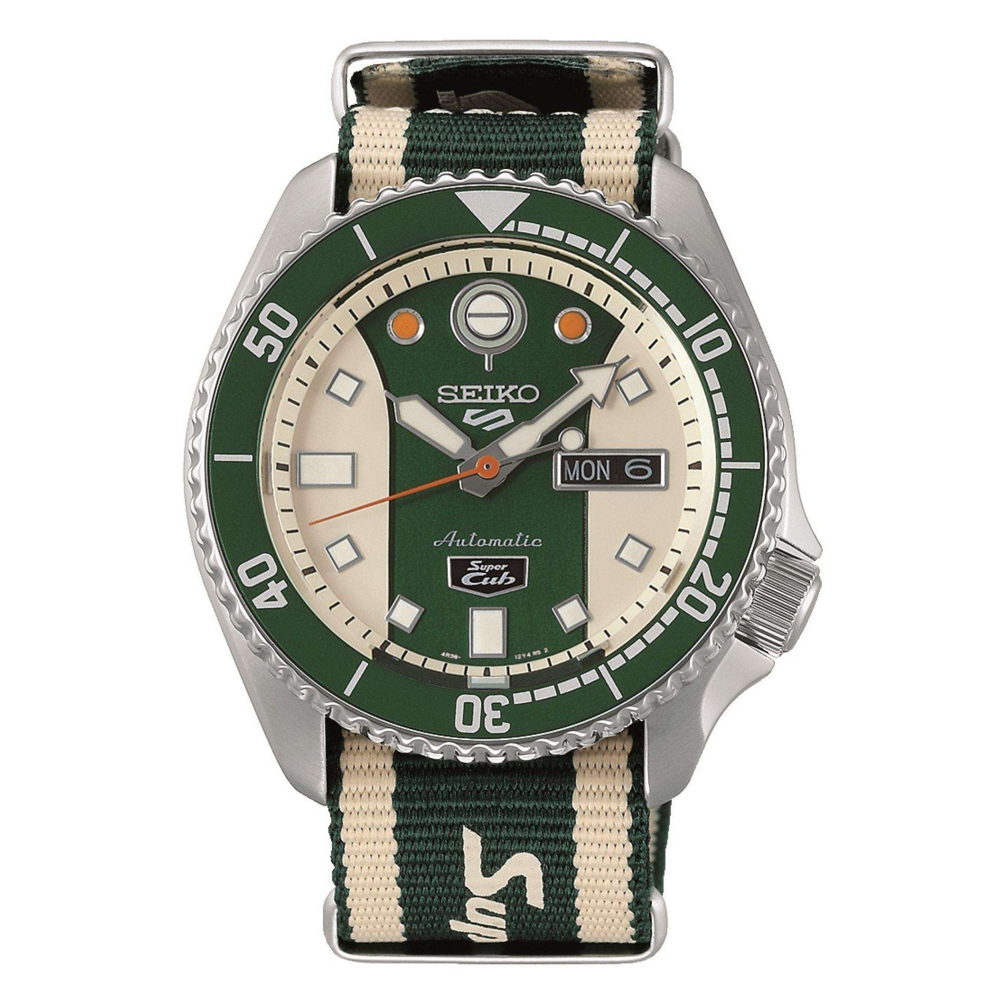 Seiko 5 Sports Honda Super Cub Automatic Multicoloured Dial Fabric NATO Strap Men's Watch SRPJ49K1 - Image 7