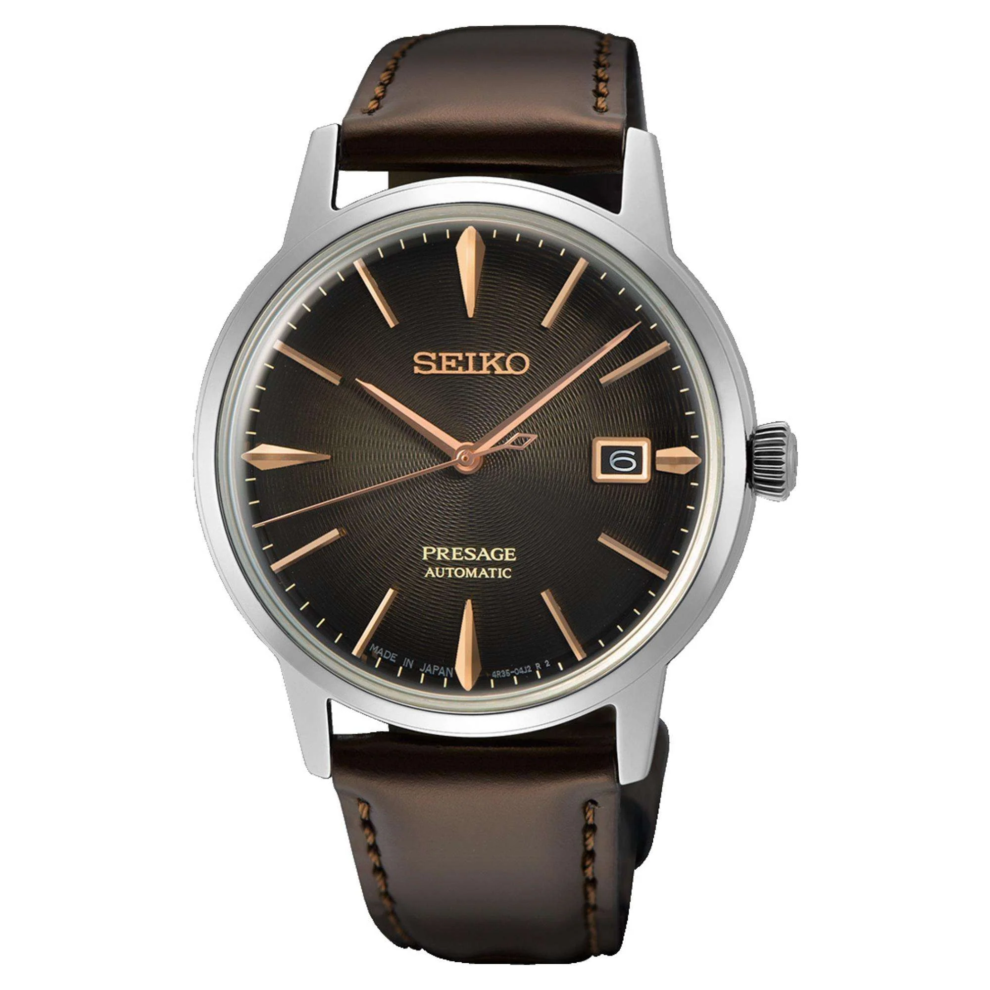 Seiko Presage Cocktail Time "The Irish Coffee" Automatic Brown Dial Brown Leather Strap Men's Watch SRPJ17J1 - Image 3