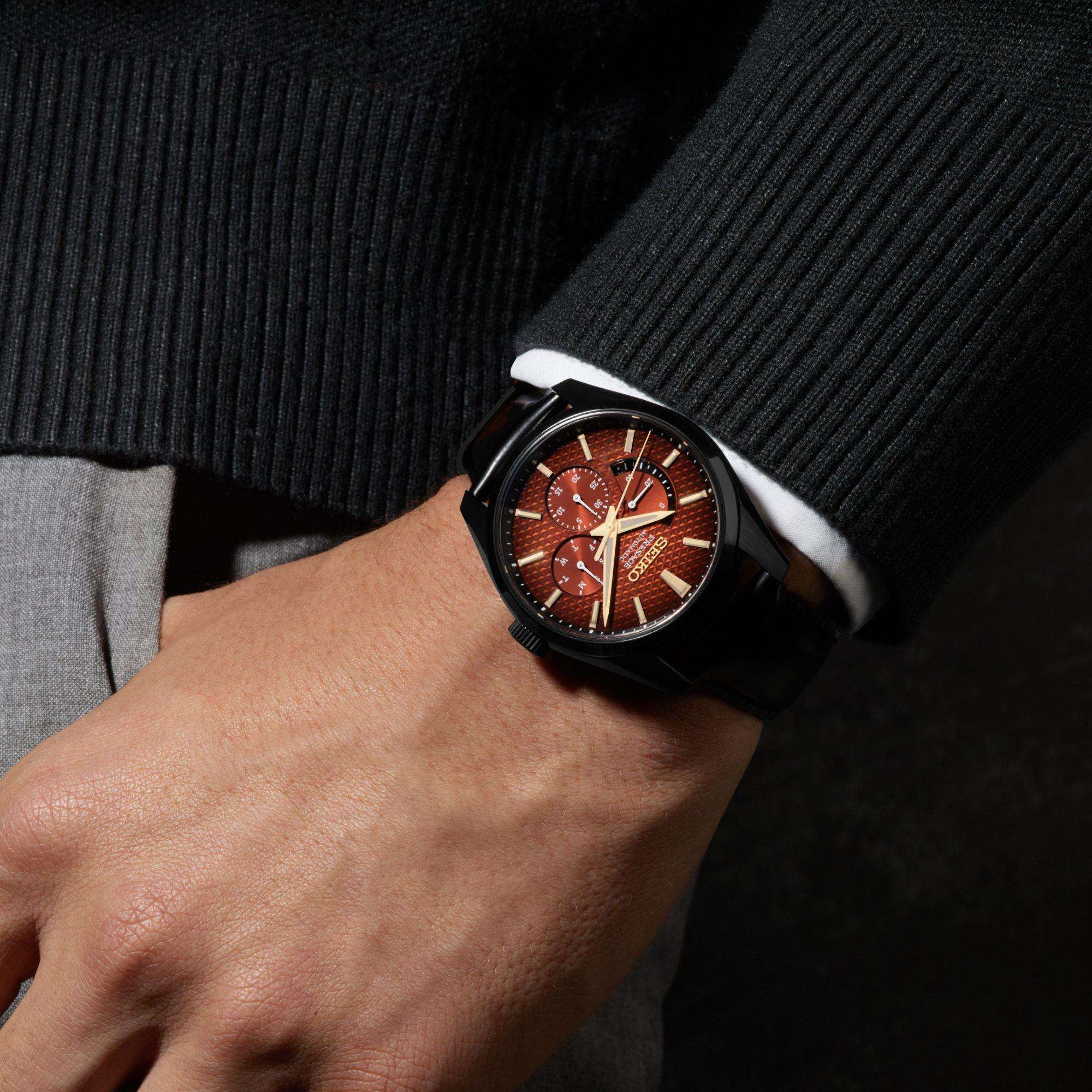 Seiko Presage Sharp Edged Kabuki Limited Edition Red Dial Leather Strap Men's Watch SPB329J1 - Image 5