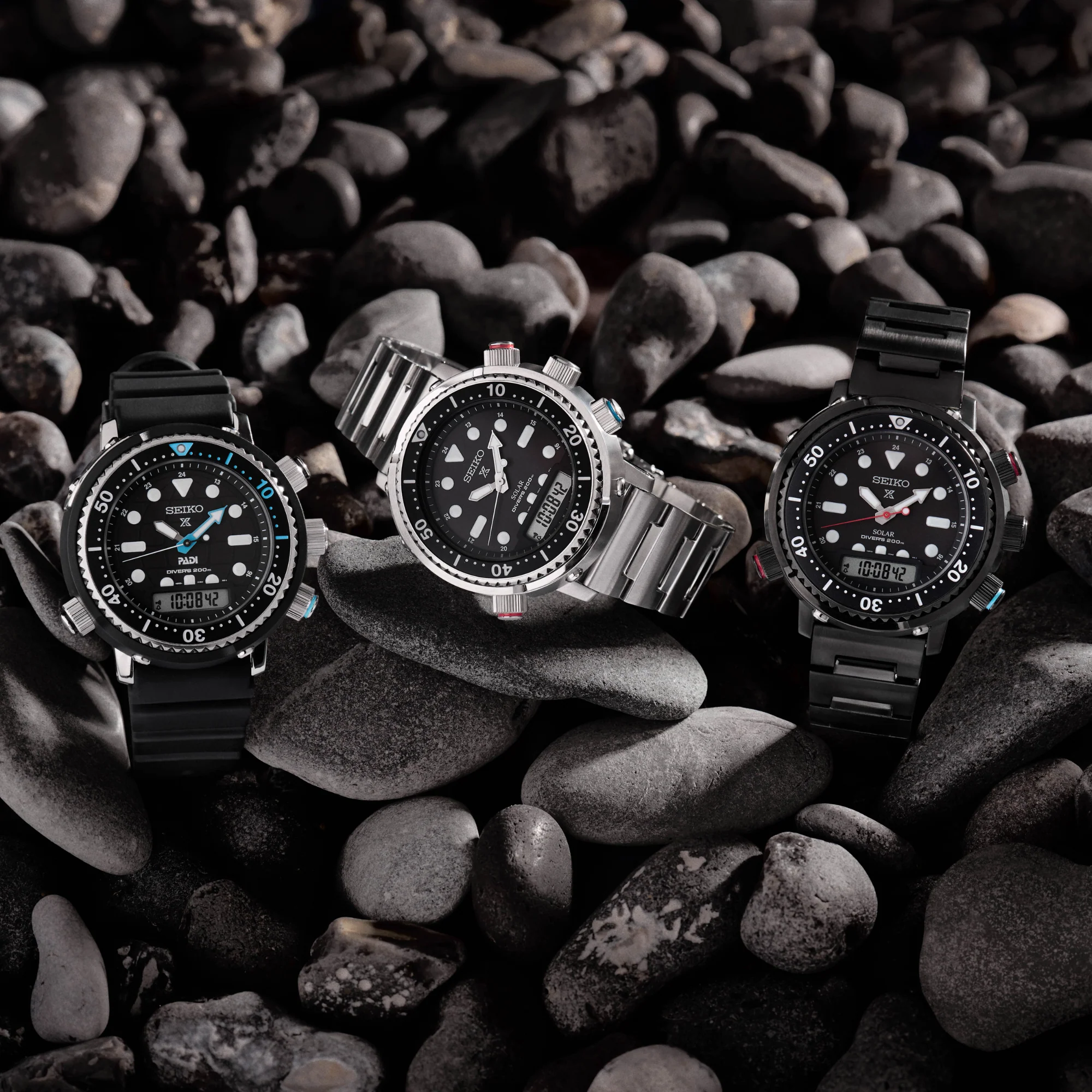 Seiko Prospex Solar Arnie Hybrid Divers 40th Anniversary Automatic Black Dial Black Steel Bracelet SNJ037P1 - Image 5