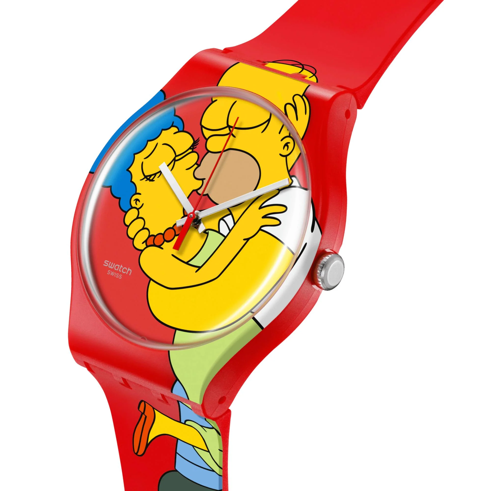 Swatch The Simpsons Collection Sweet Embrace Quartz Red Dial Silicone Strap Unisex Watch SO29Z120 - Image 4
