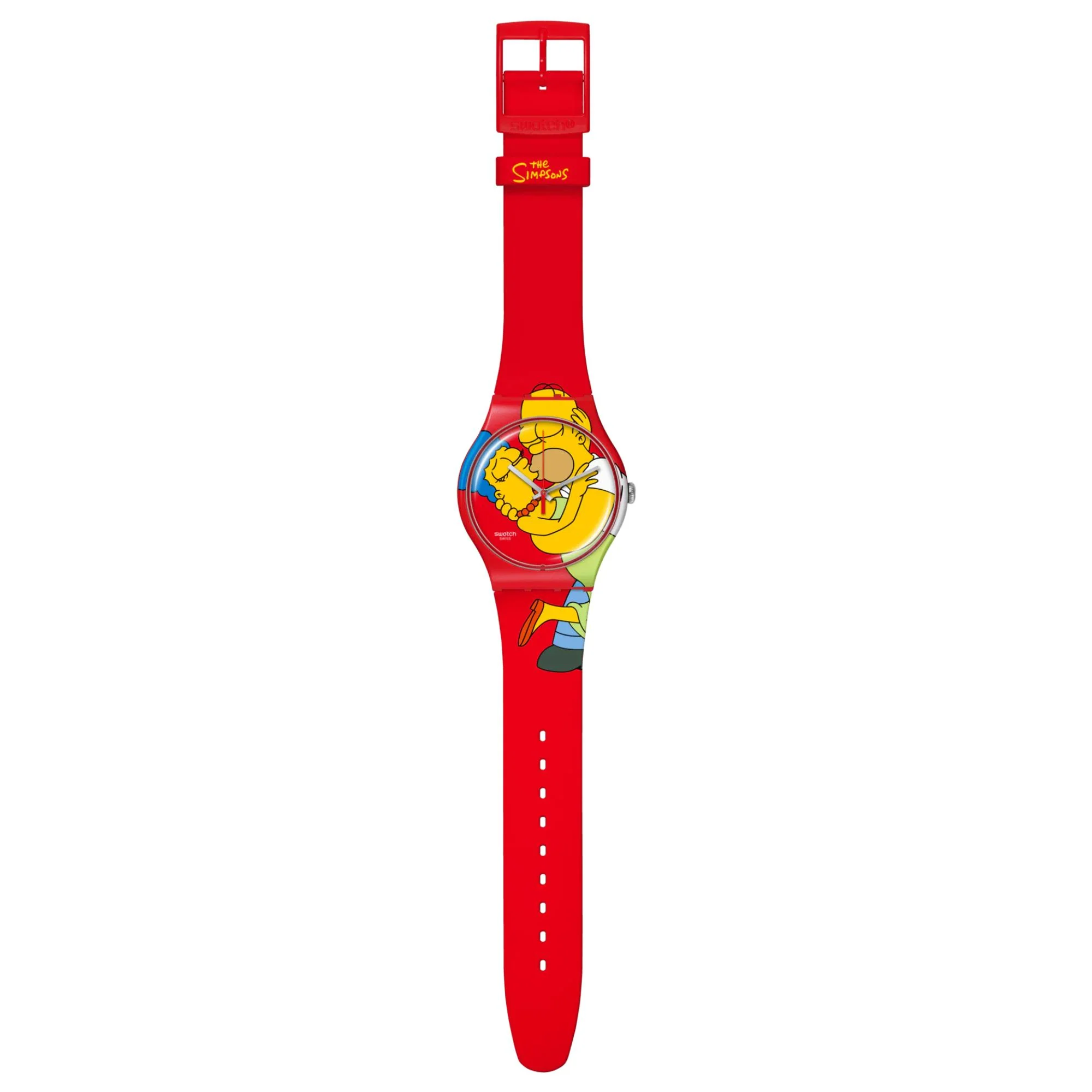 Swatch The Simpsons Collection Sweet Embrace Quartz Red Dial Silicone Strap Unisex Watch SO29Z120 - Image 5