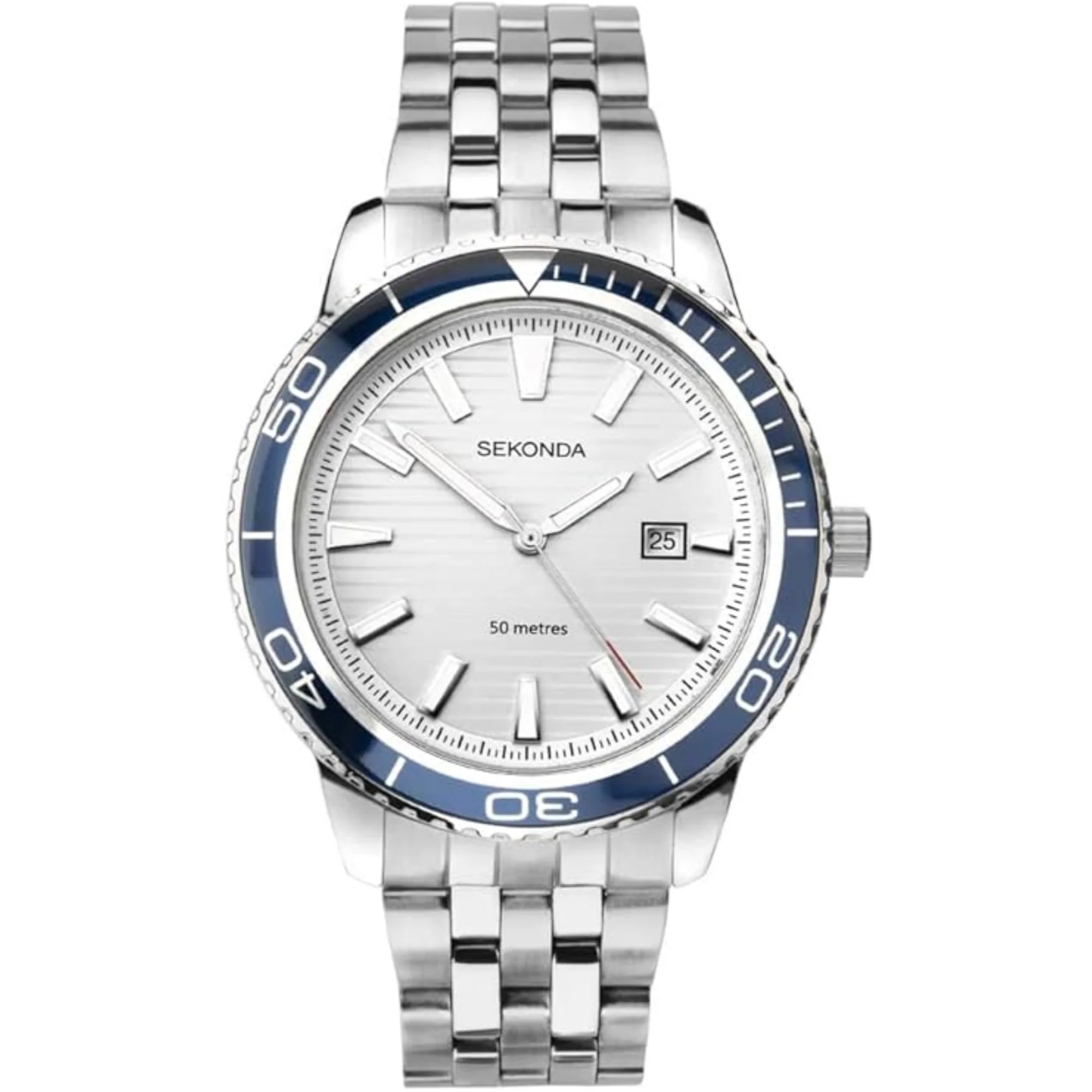 Sekonda Sports Quartz Silver Dial Stainless Steel Bracelet Men's Watch 1790