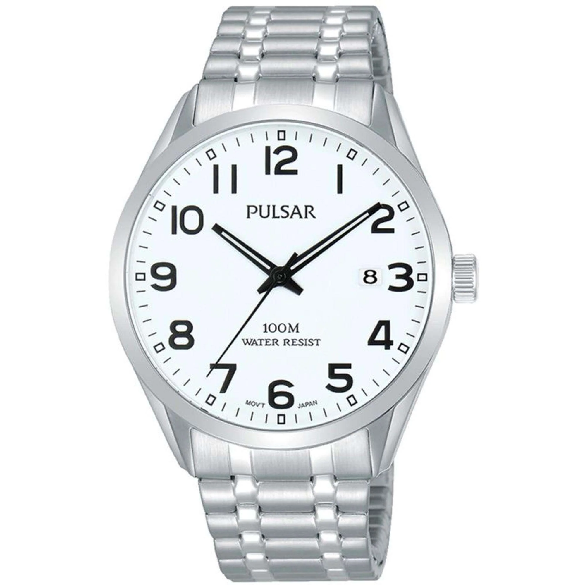 Pulsar Classic Quartz White Dial Silver Stainless Steel Bracelet Men's Watch PS9559X1