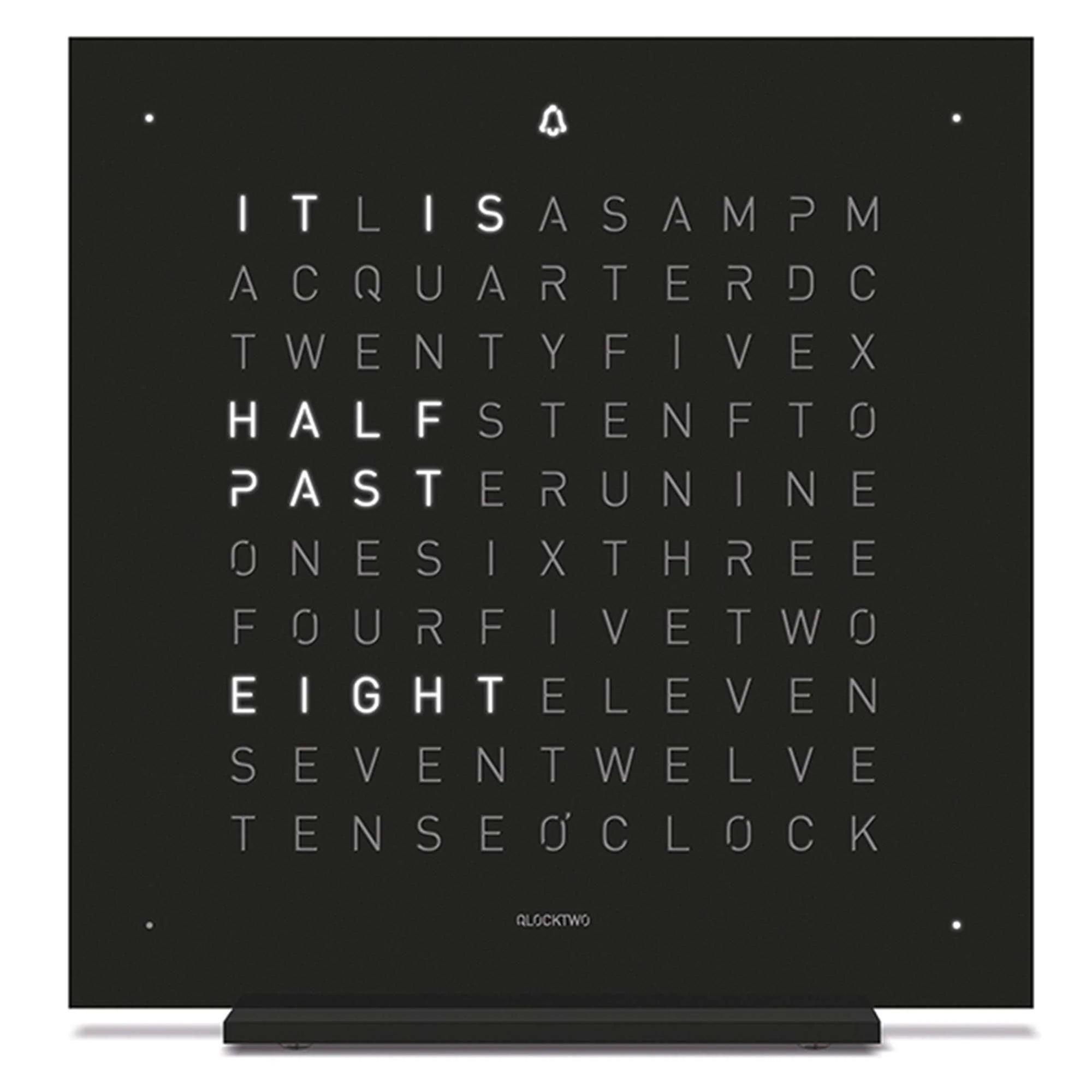 QLOCKTWO Touch Table Clock Deep Black Body T4BLENSSBL