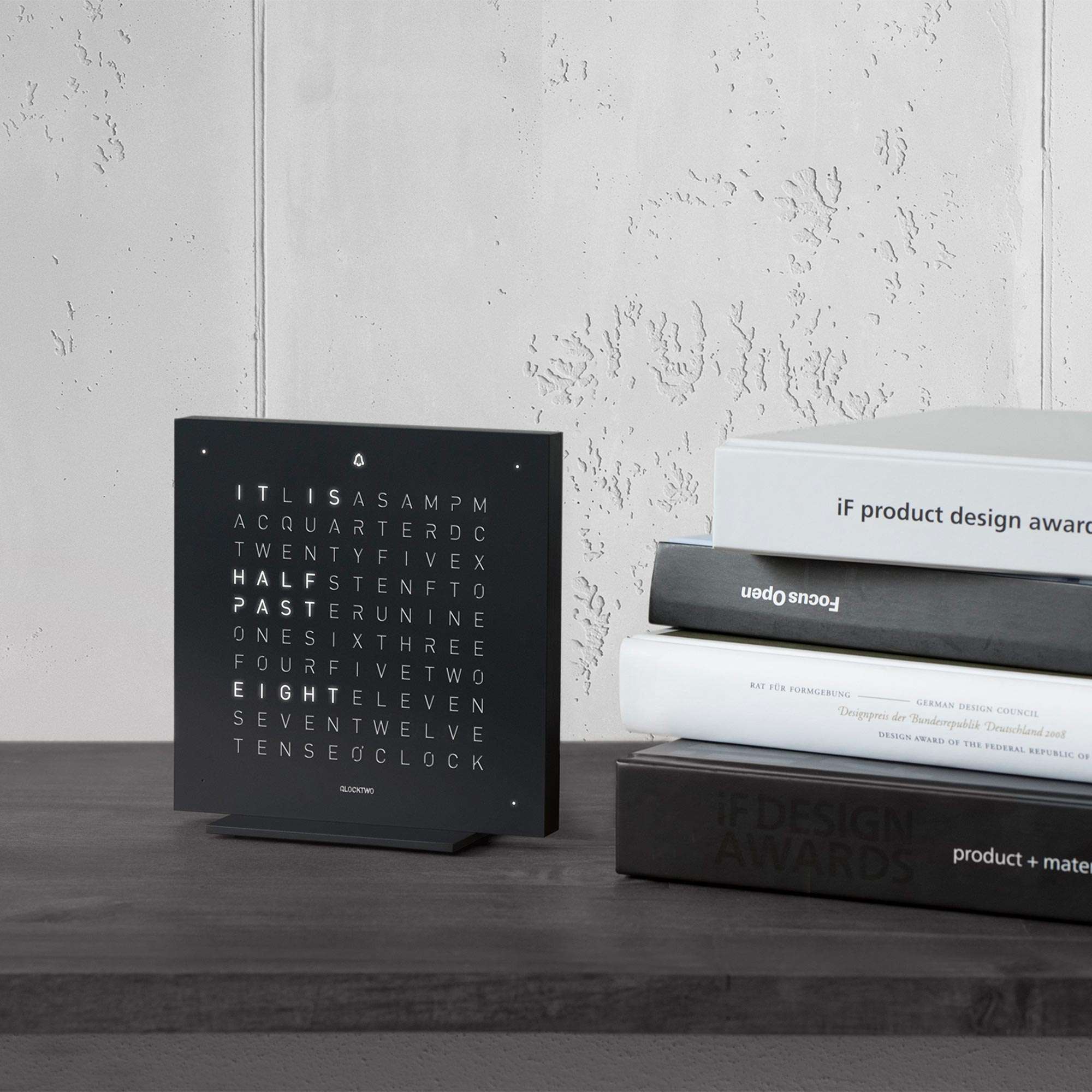 QLOCKTWO Touch Table Clock Deep Black Body T4BLENSSBL - Image 2