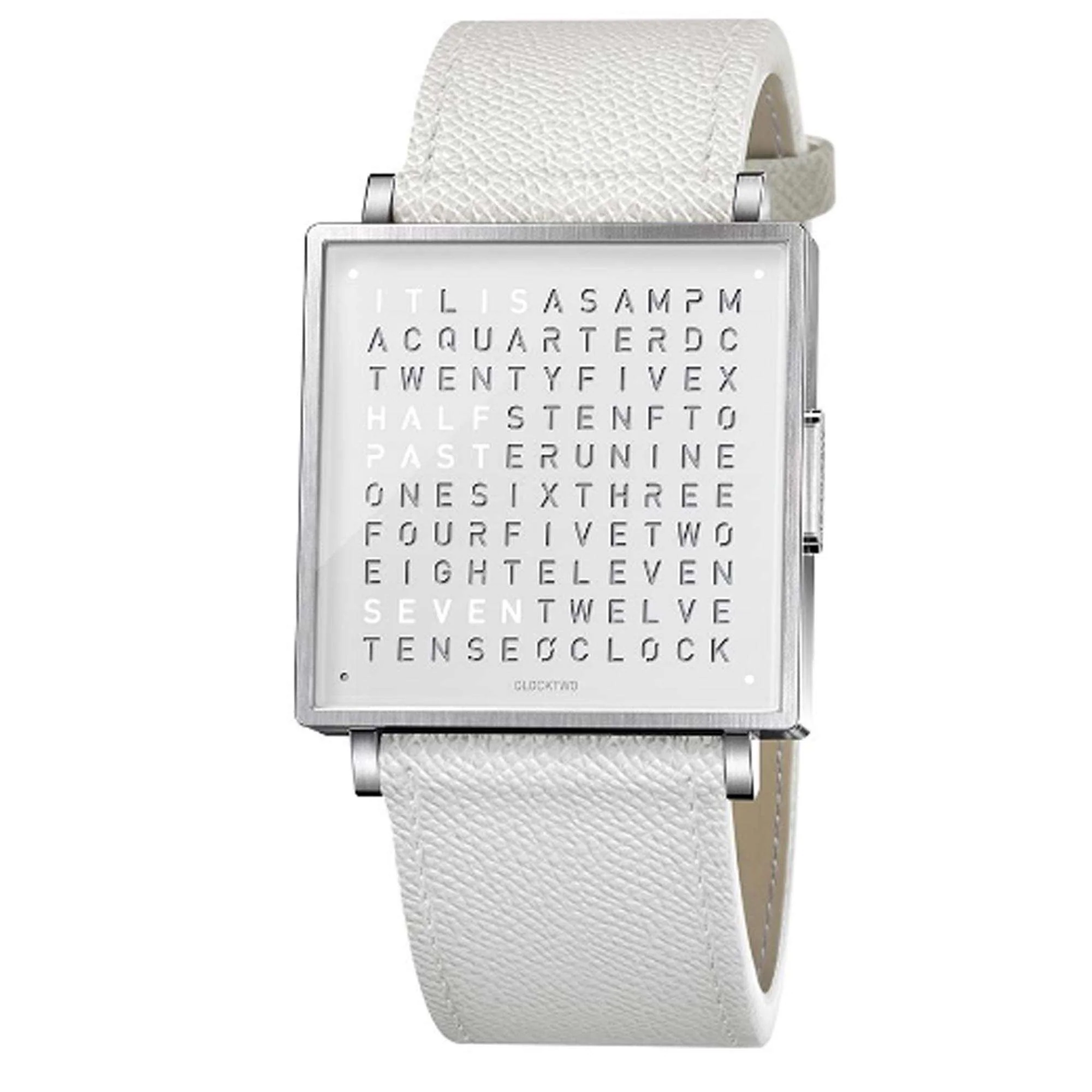 QLOCKTWO W35 Quartz White Dial Leather Strap Watch QW35EN7BRLGWHN - Image 3