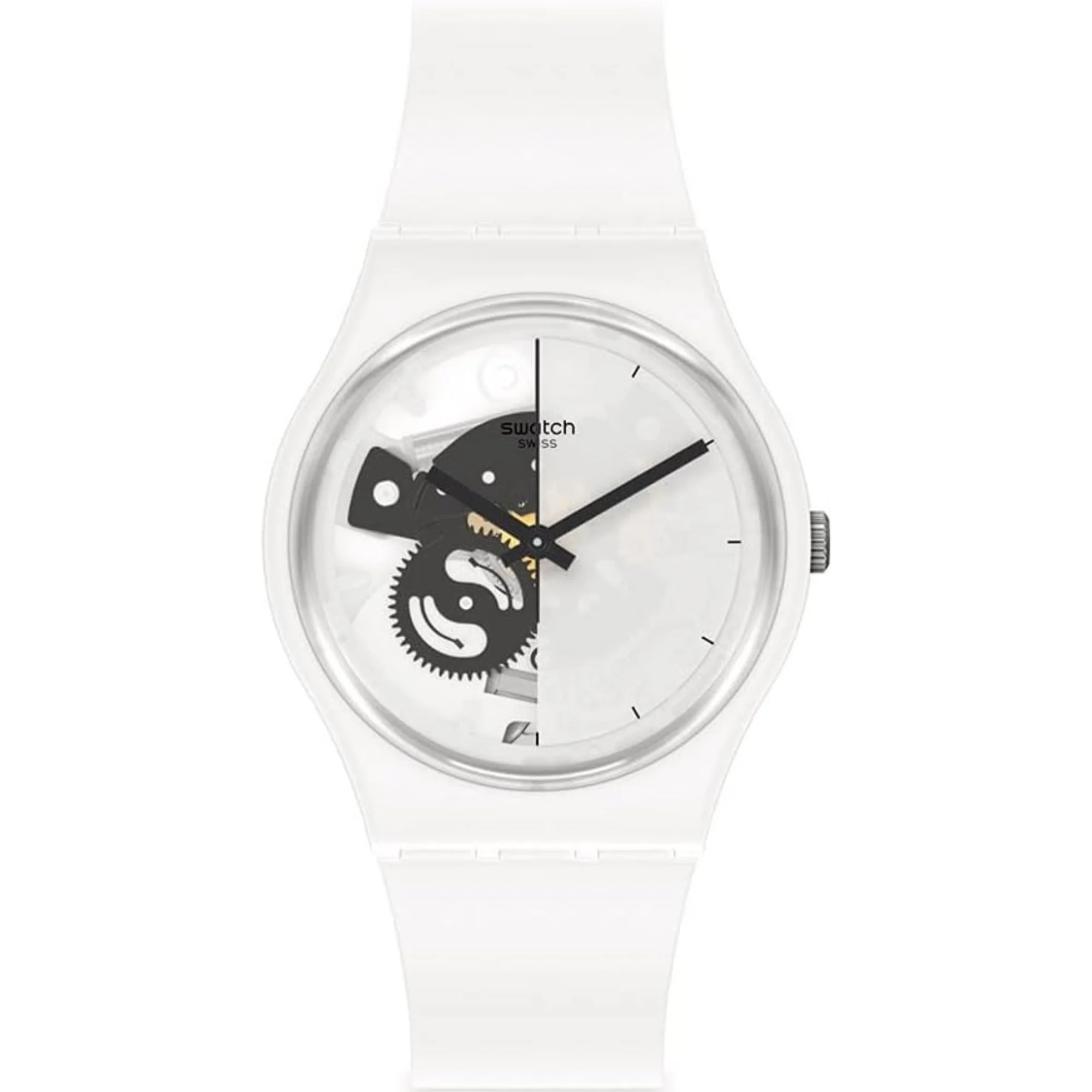 Quartz Bioceramic White Dial White Strap Unisex Watch SO31W101