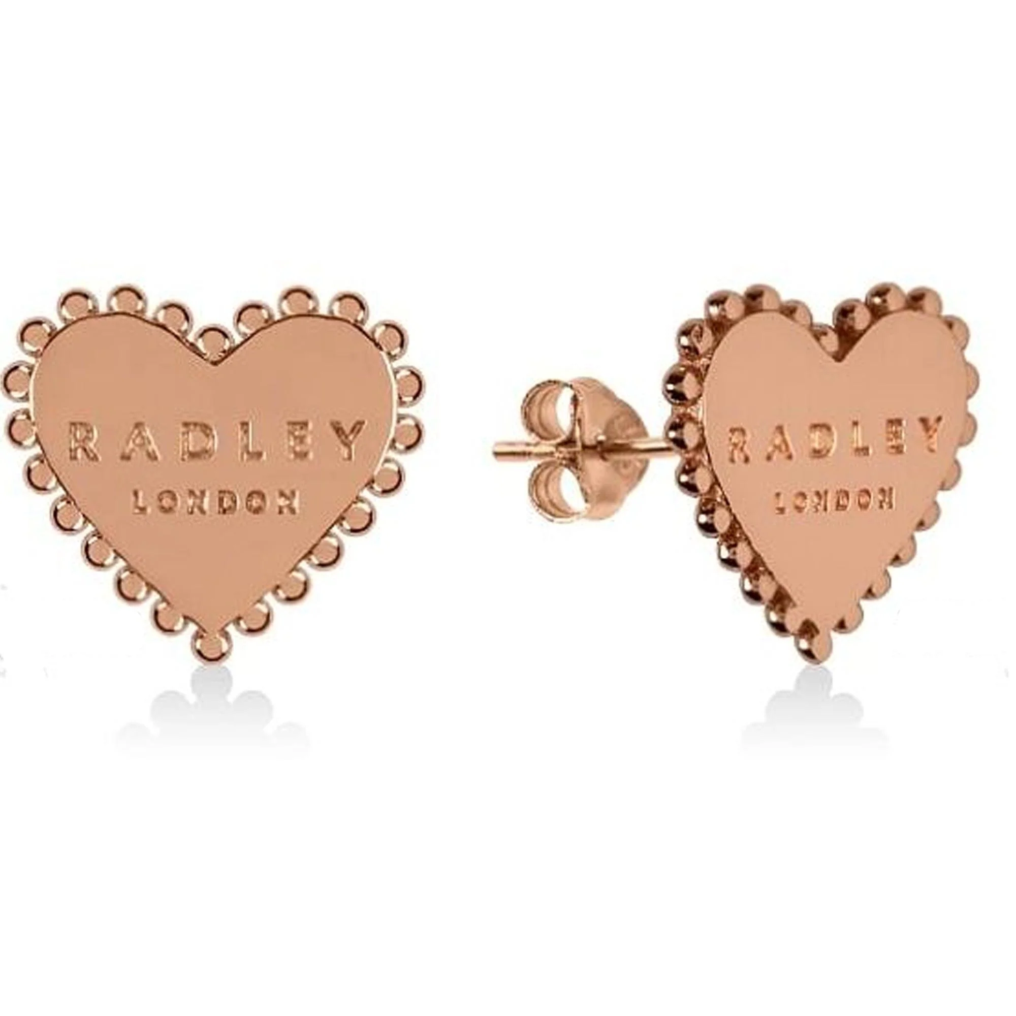 Radley Sterling Silver 18ct Rose Gold Plated Heart Stud Earrings RYJ1126 - Image 2