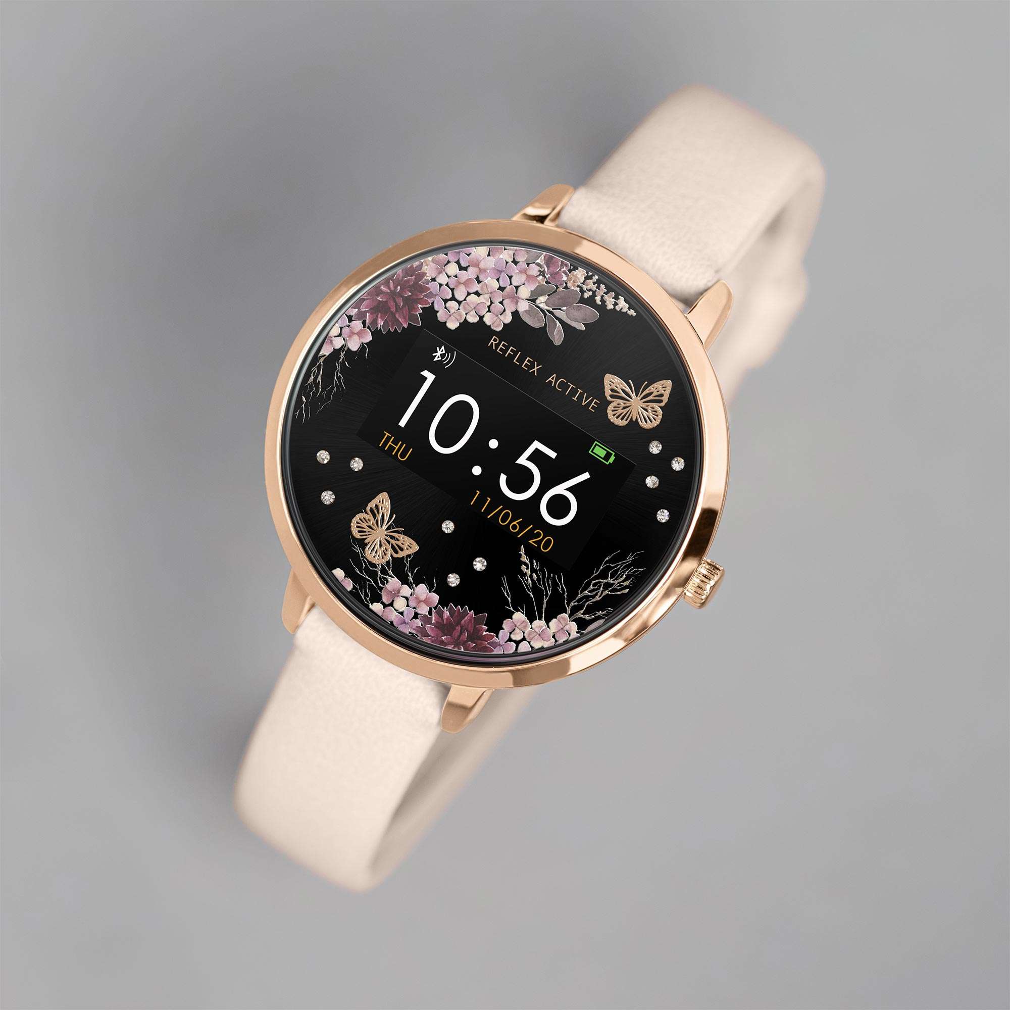 Reflex Active Series 03 Black Floral Dial Pink Silicone Strap Ladies Smartwatch RA03-2014 - Image 3