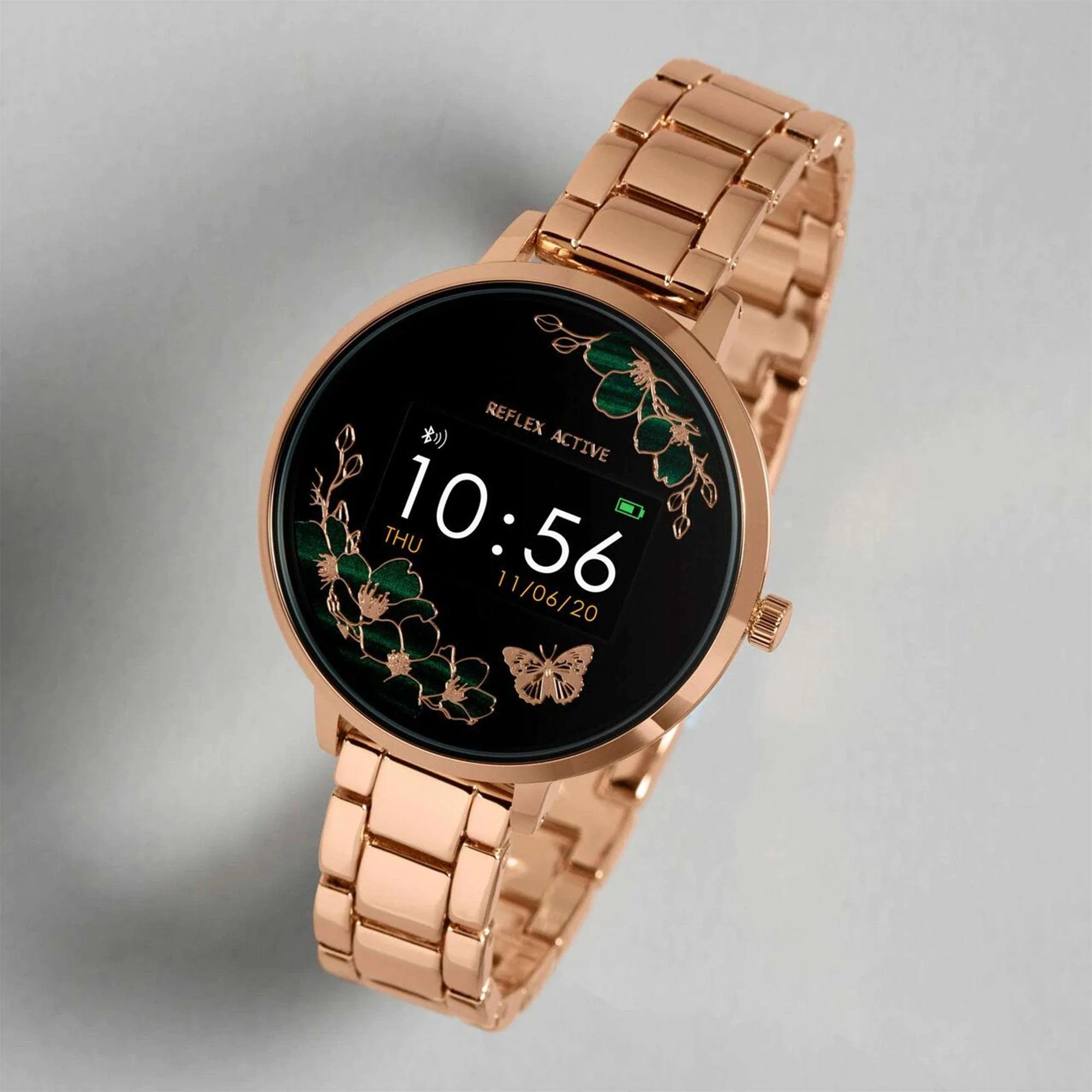 Reflex Active Series 03 Quartz Black Dial Rose Gold PVD Bracelet Ladies Smartwatch RA03-4028 - Image 2