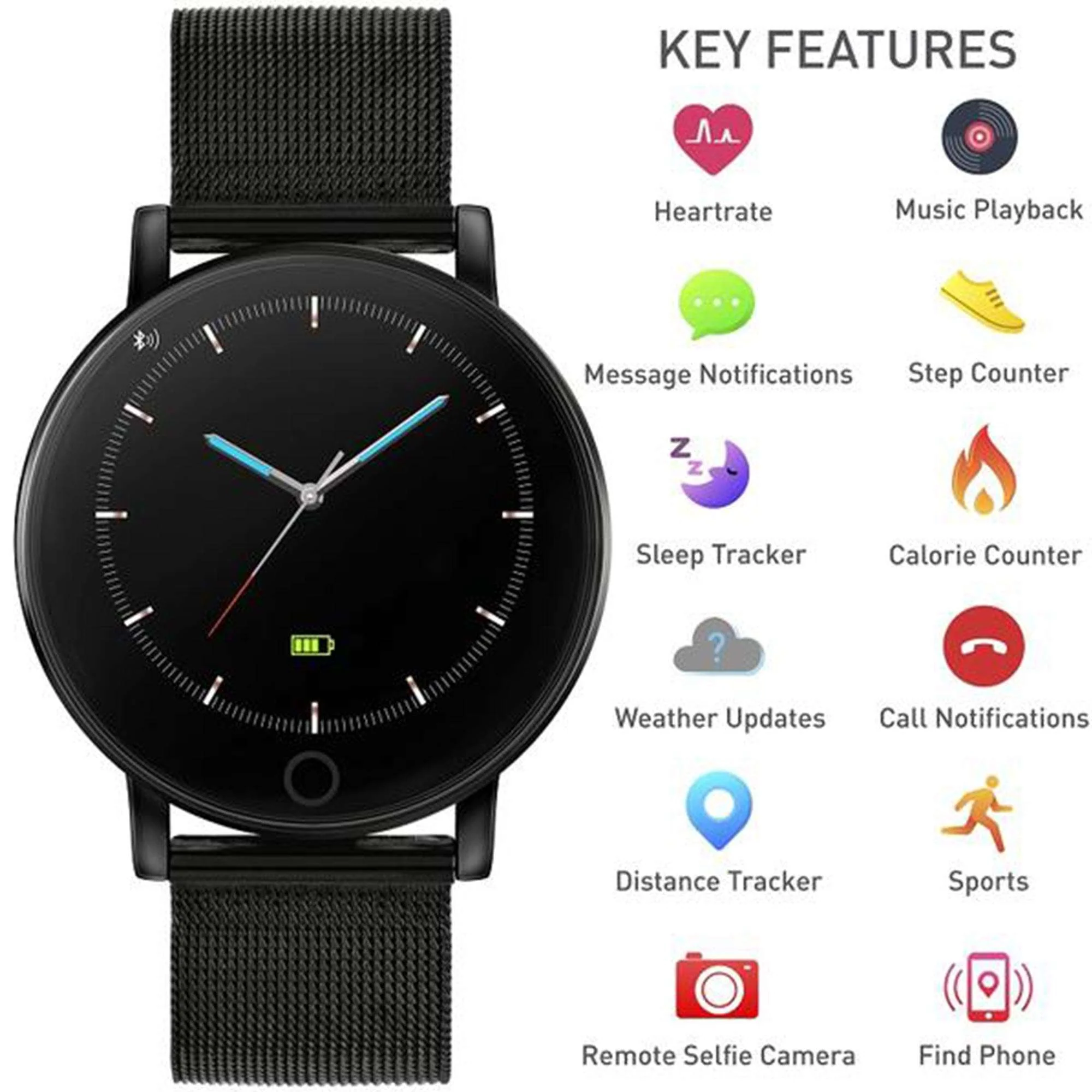 Reflex Active Series 05 Black Digital Steel Strap Unisex Smartwatch RA05-4024 - Image 2