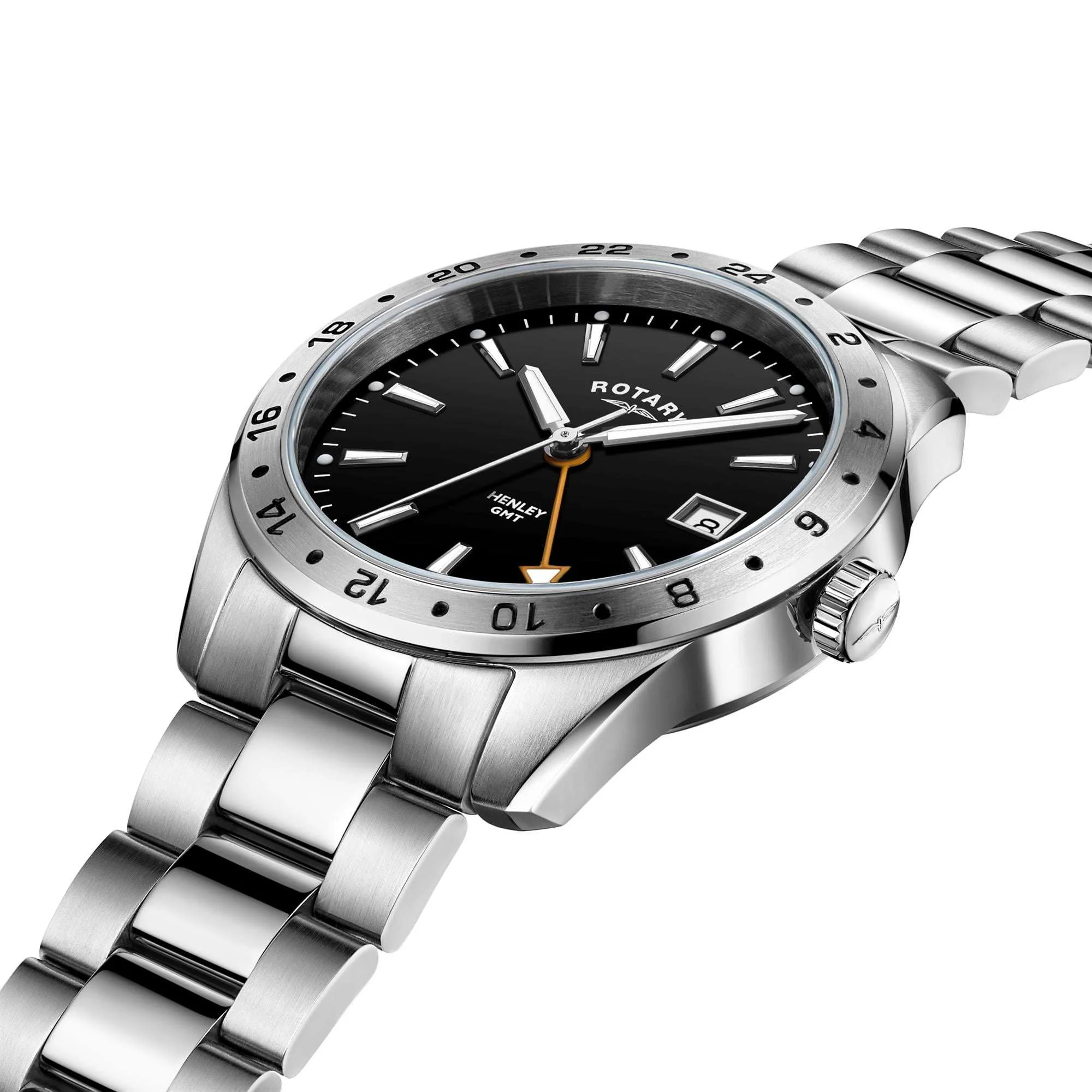 Rotary GMT Henley Stainless Steel Black Dial Men's Watch GB05295/04 - Image 4