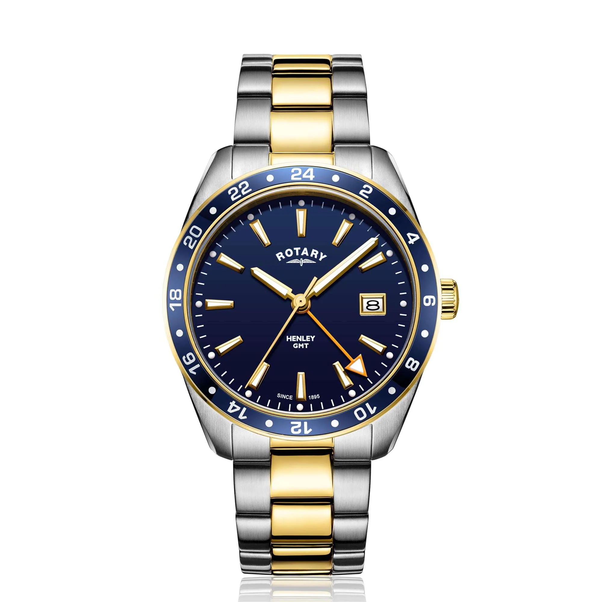 Rotary GMT Henley Two Tone Stainless Steel Blue Dial Men's Watch GB05296/05