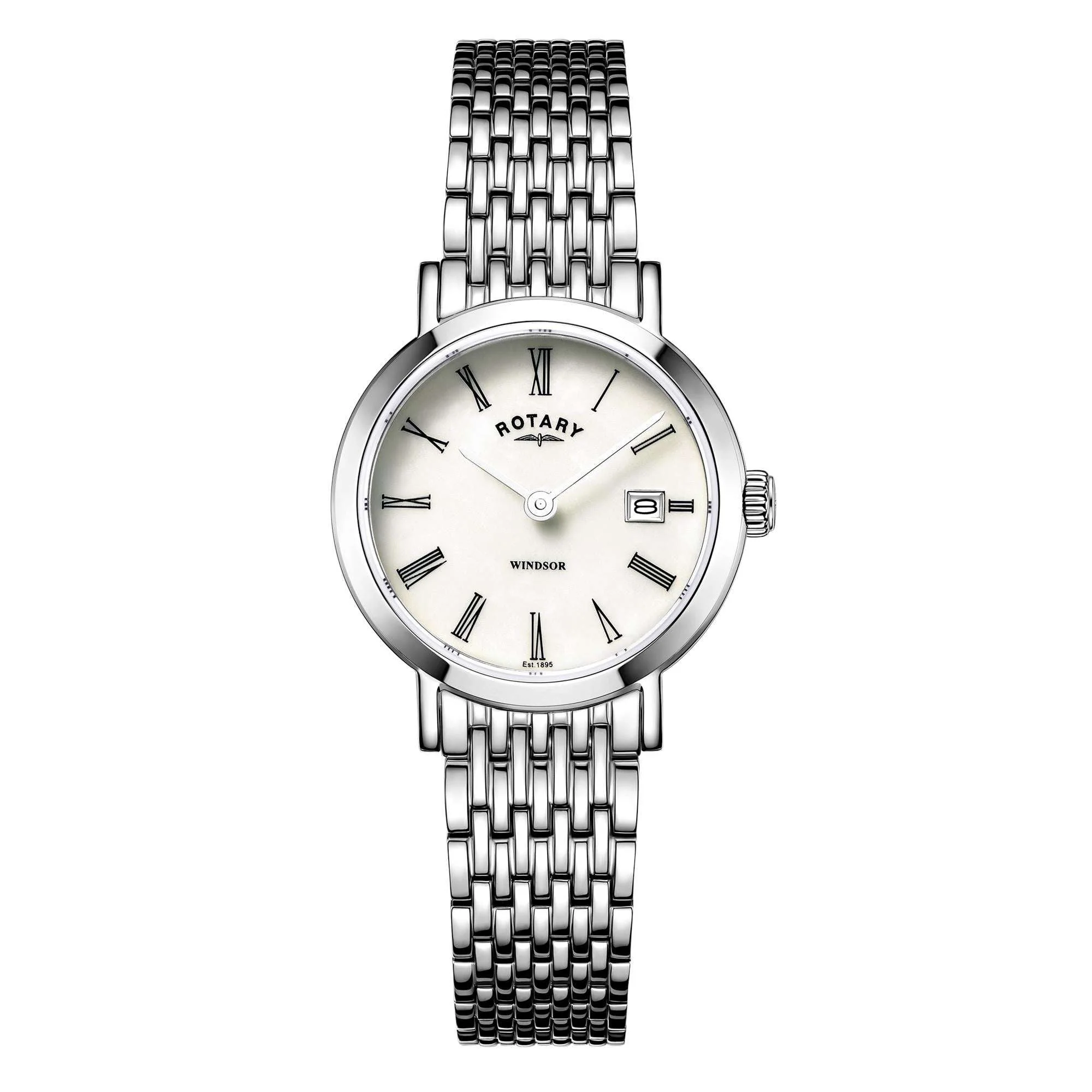 Rotary Windsor Stainless Steel Mother of Pearl Ladies’ Watch