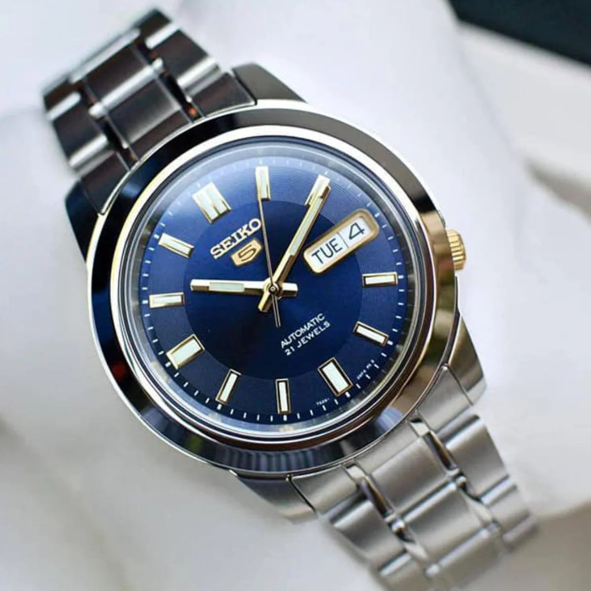 Seiko 5 Automatic Blue Dial Steel Strap Men's Watch SNKK11K1 - Image 5