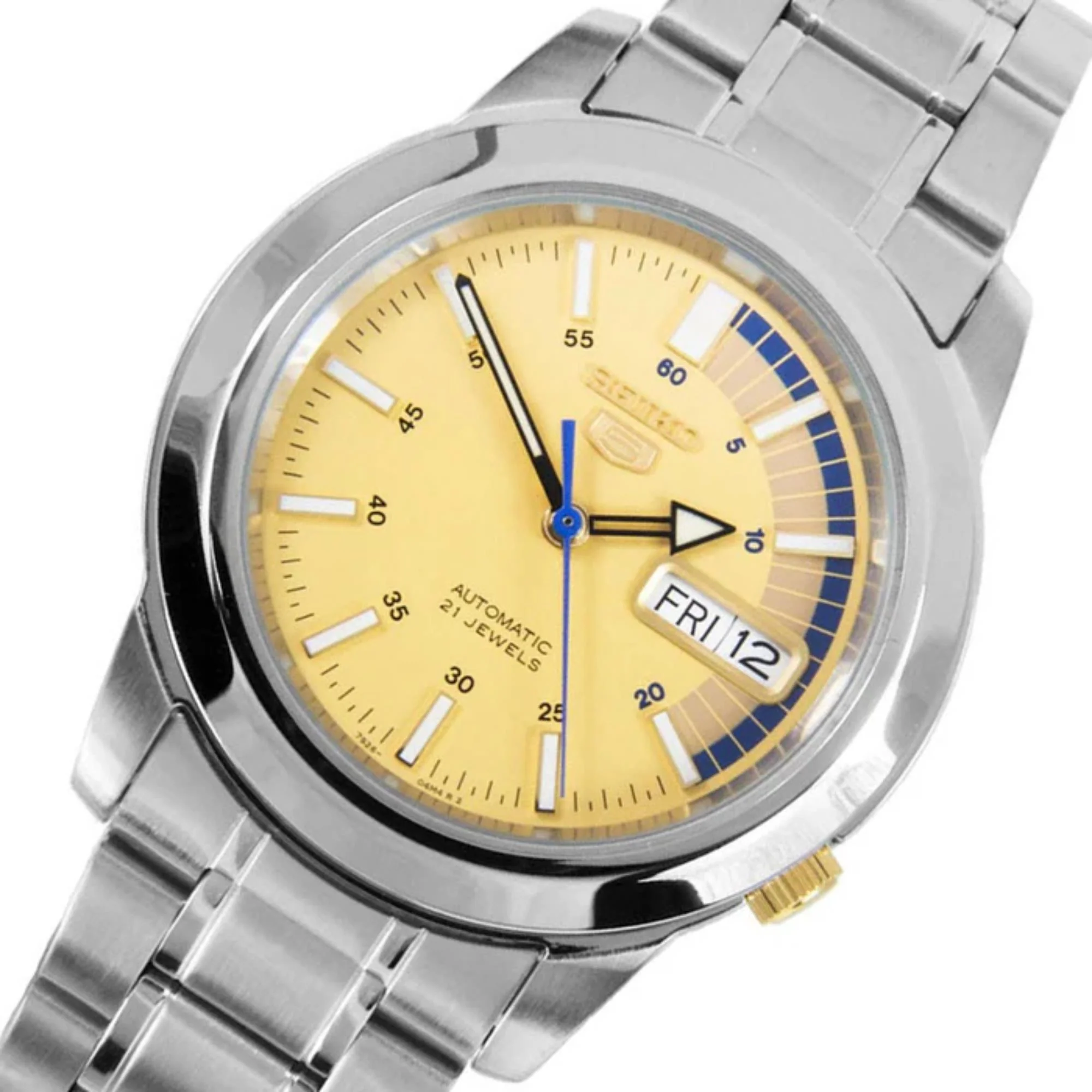 Seiko 5 Automatic Gold Dial Stainless Steel Strap Men's Watch SNKK29K1 - Image 4
