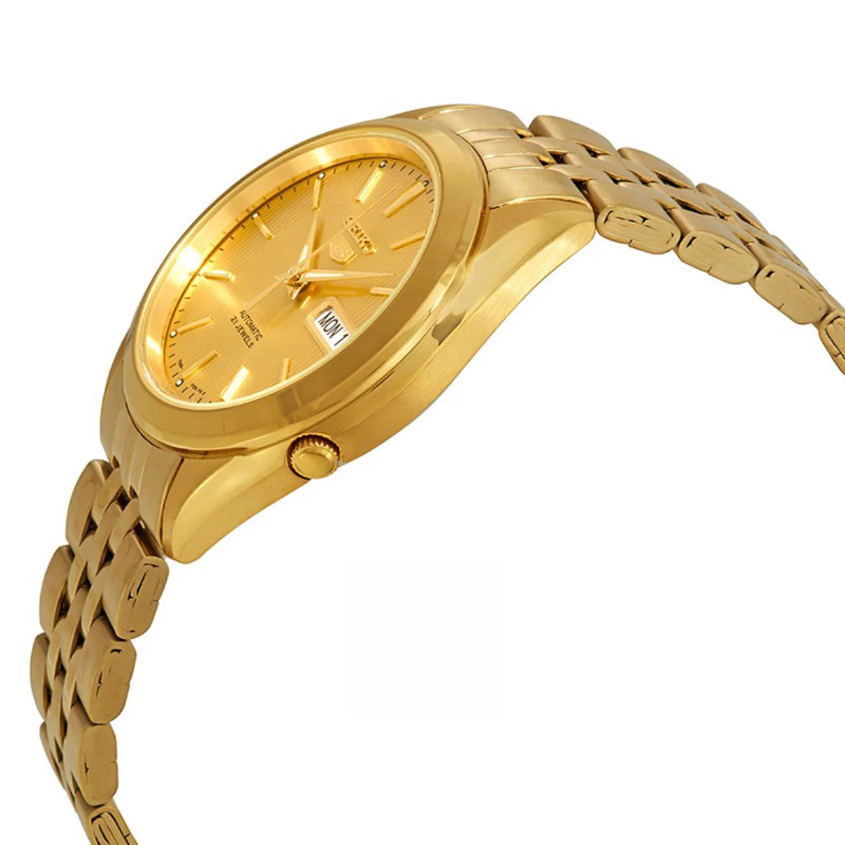 Seiko 5 Automatic Gold Dial Stainless Steel Strap Men's Watch SNKL28K1 - Image 4