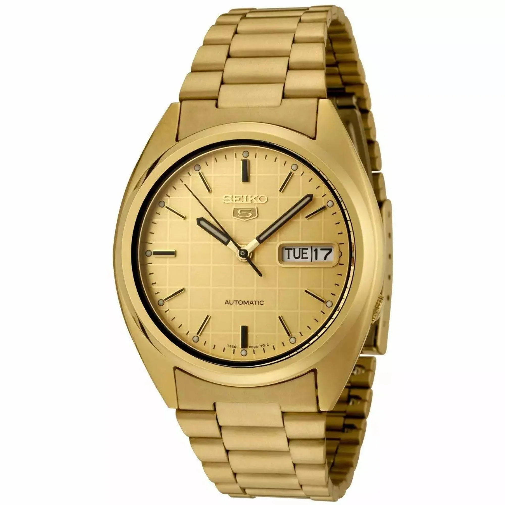 Seiko 5 Automatic Gold Dial Stainless Steel Strap Men's Watch SNXL72K1 - Image 5