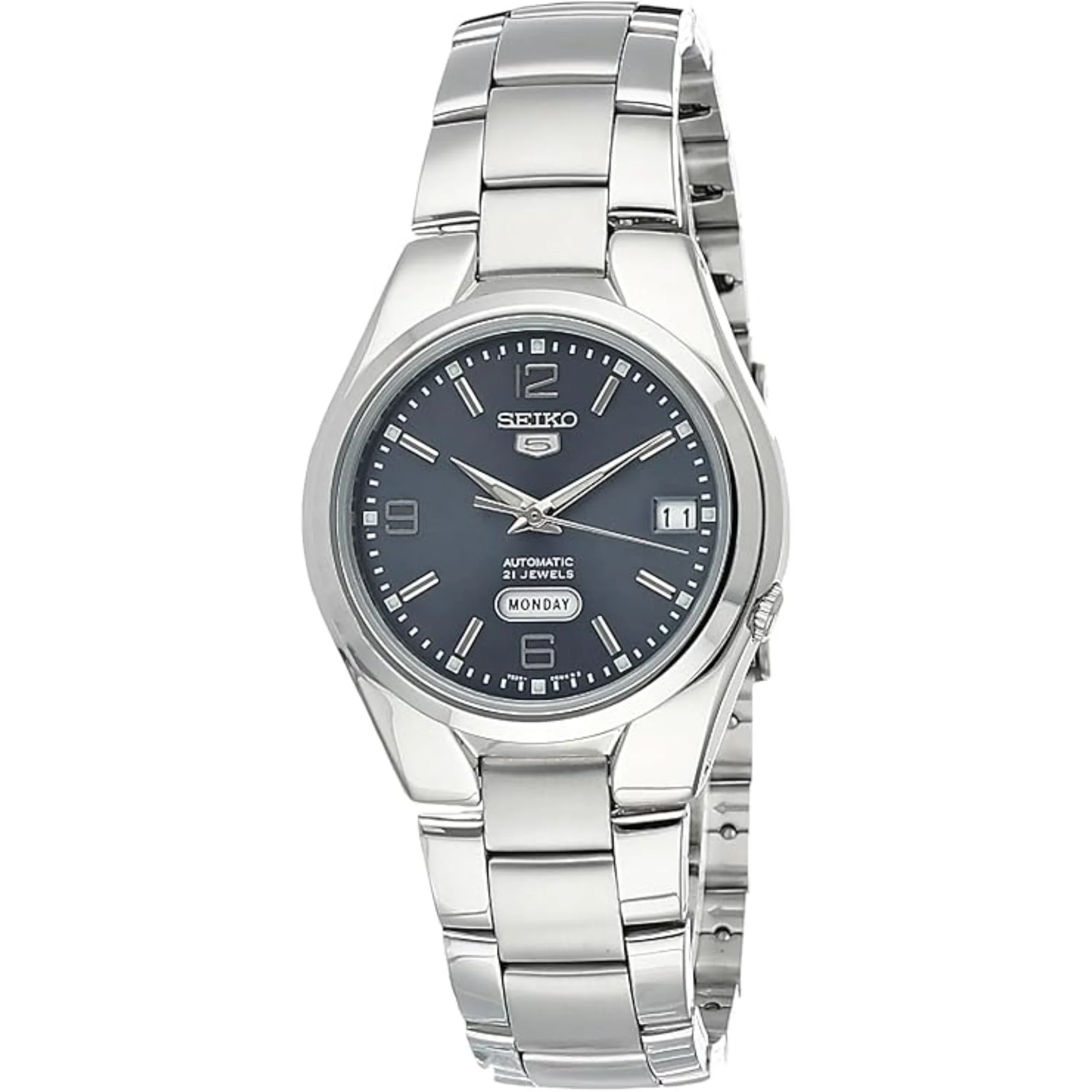 Seiko 5 Automatic Grey Dial Steel Strap Men's Watch SNK621K1 - Image 5