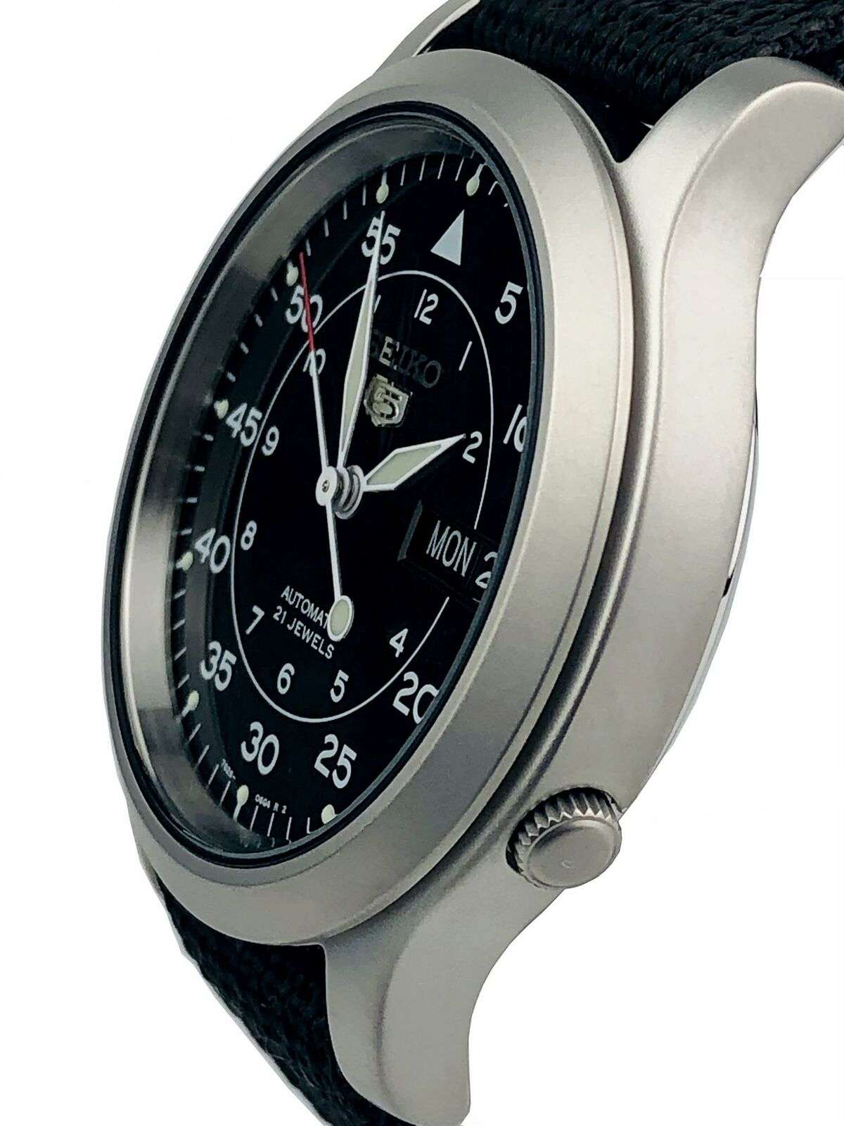 Seiko 5 Automatic Black Dial Black NATO Fabric Strap Men's Watch SNK809K2 - Image 48