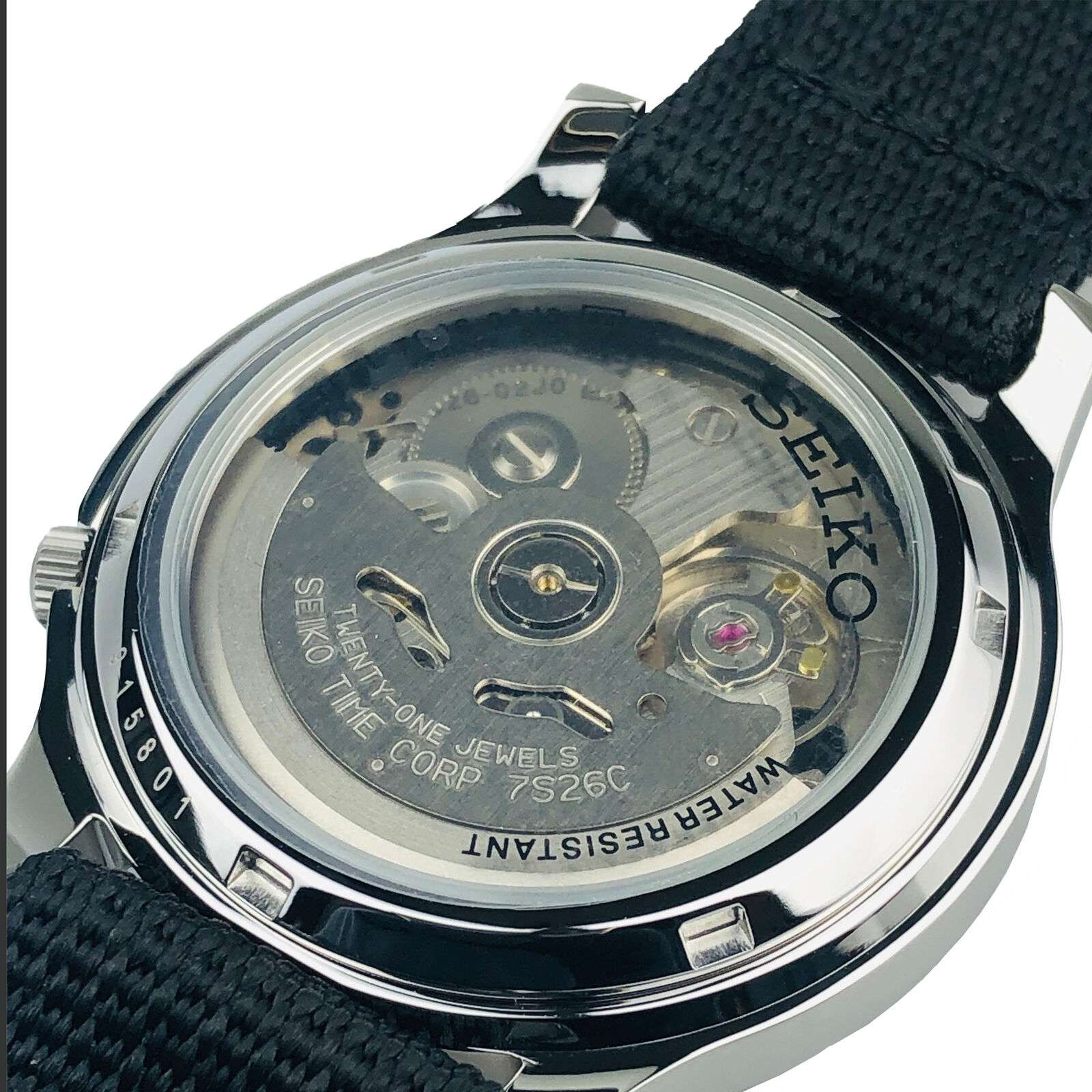 Seiko 5 Automatic Black Dial Black NATO Fabric Strap Men's Watch SNK809K2 - Image 8