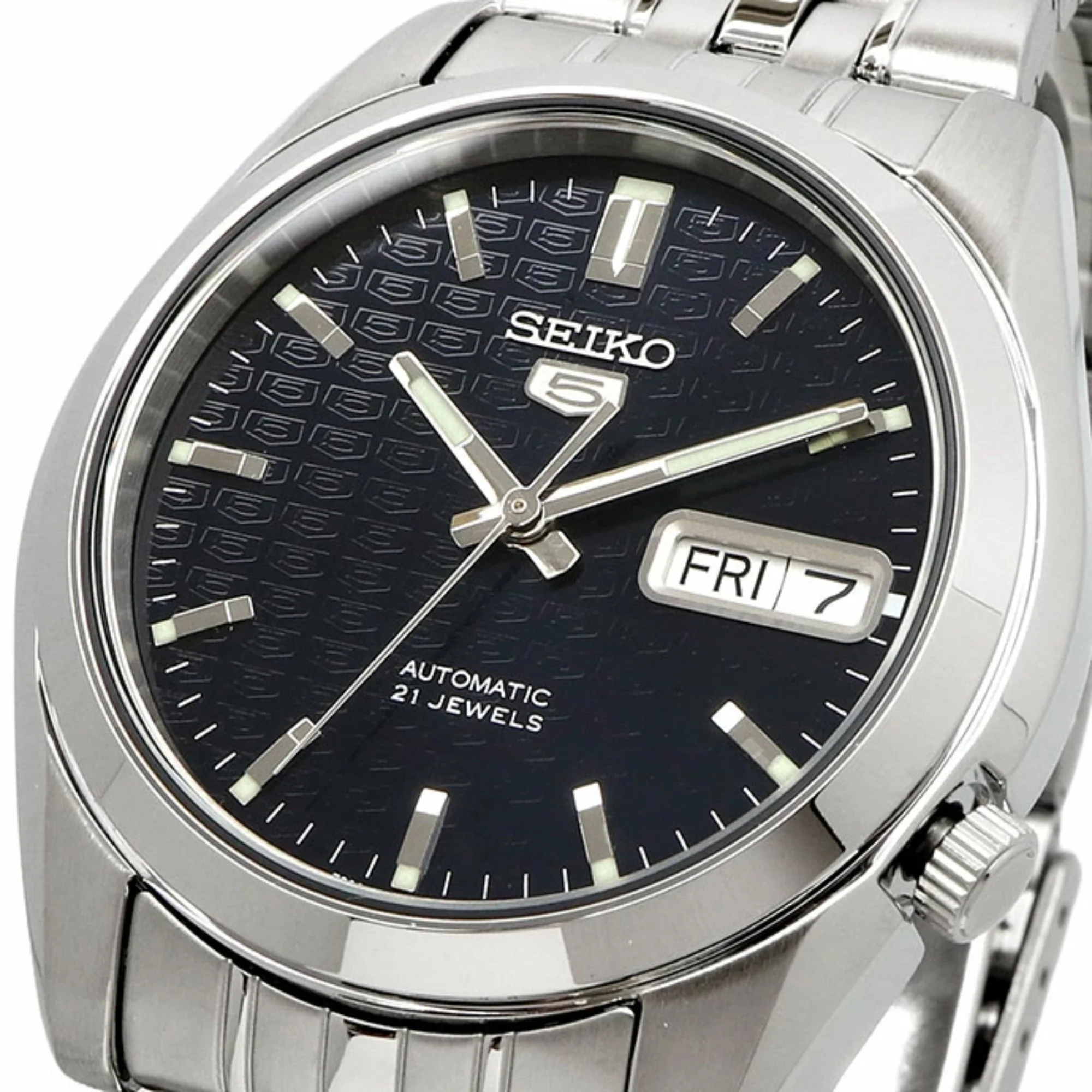Seiko 5 Automatic Dark Blue Dial Steel Strap Men's Watch SNK357K1 - Image 2