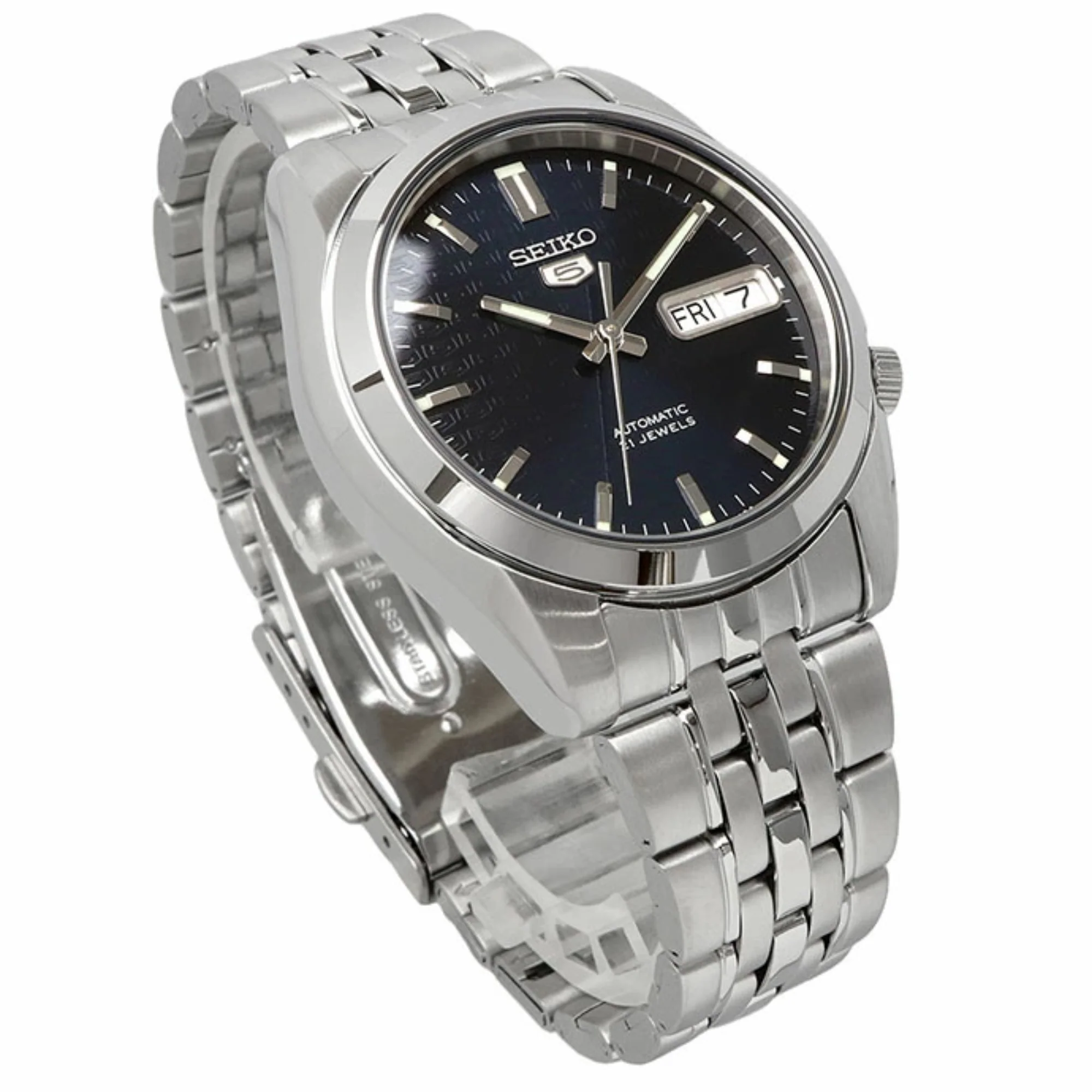 Seiko 5 Automatic Dark Blue Dial Steel Strap Men's Watch SNK357K1 - Image 7