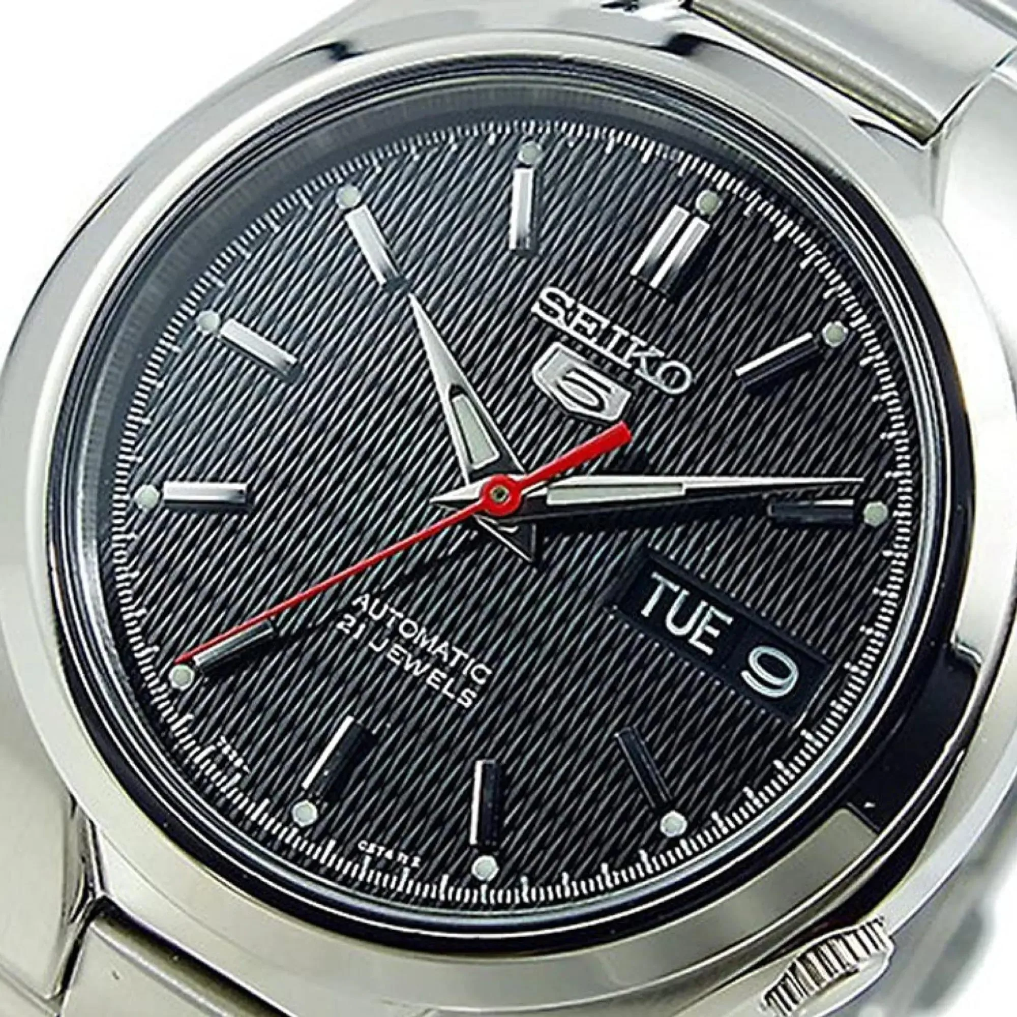 Seiko 5 Automatic Black Dial Stainless Steel Bracelet Men's Watch SNK607K1 - Image 3