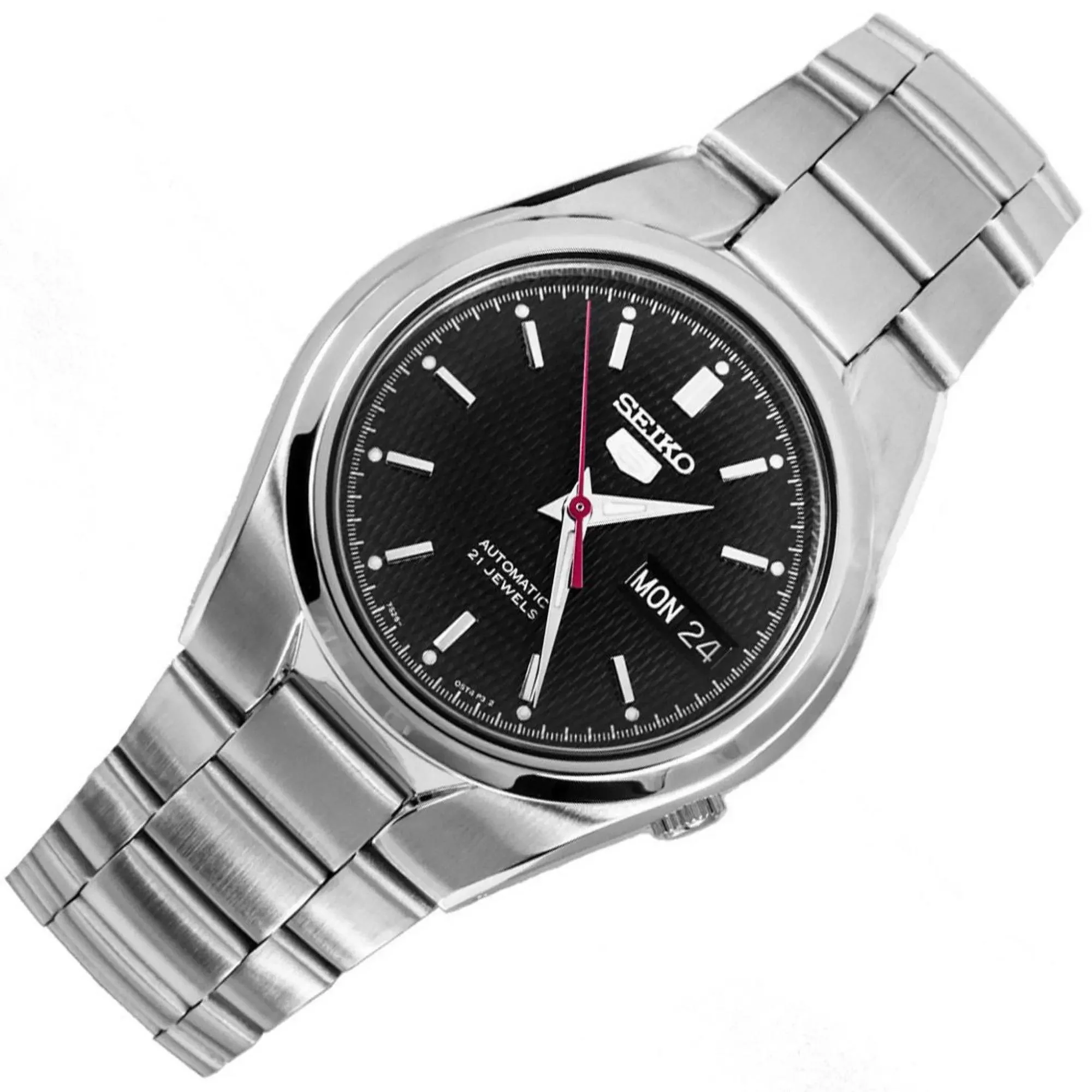 Seiko 5 Automatic Black Dial Stainless Steel Bracelet Men's Watch SNK607K1 - Image 4