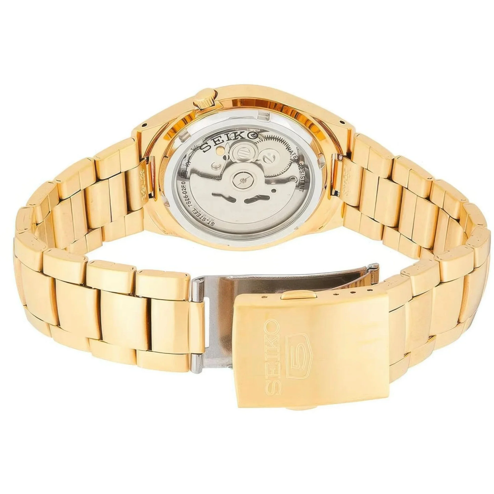 Seiko 5 Automatic Self Wind Gold Dial Gold PVD Steel Bracelet Men's Watch SNK610K1 - Image 4