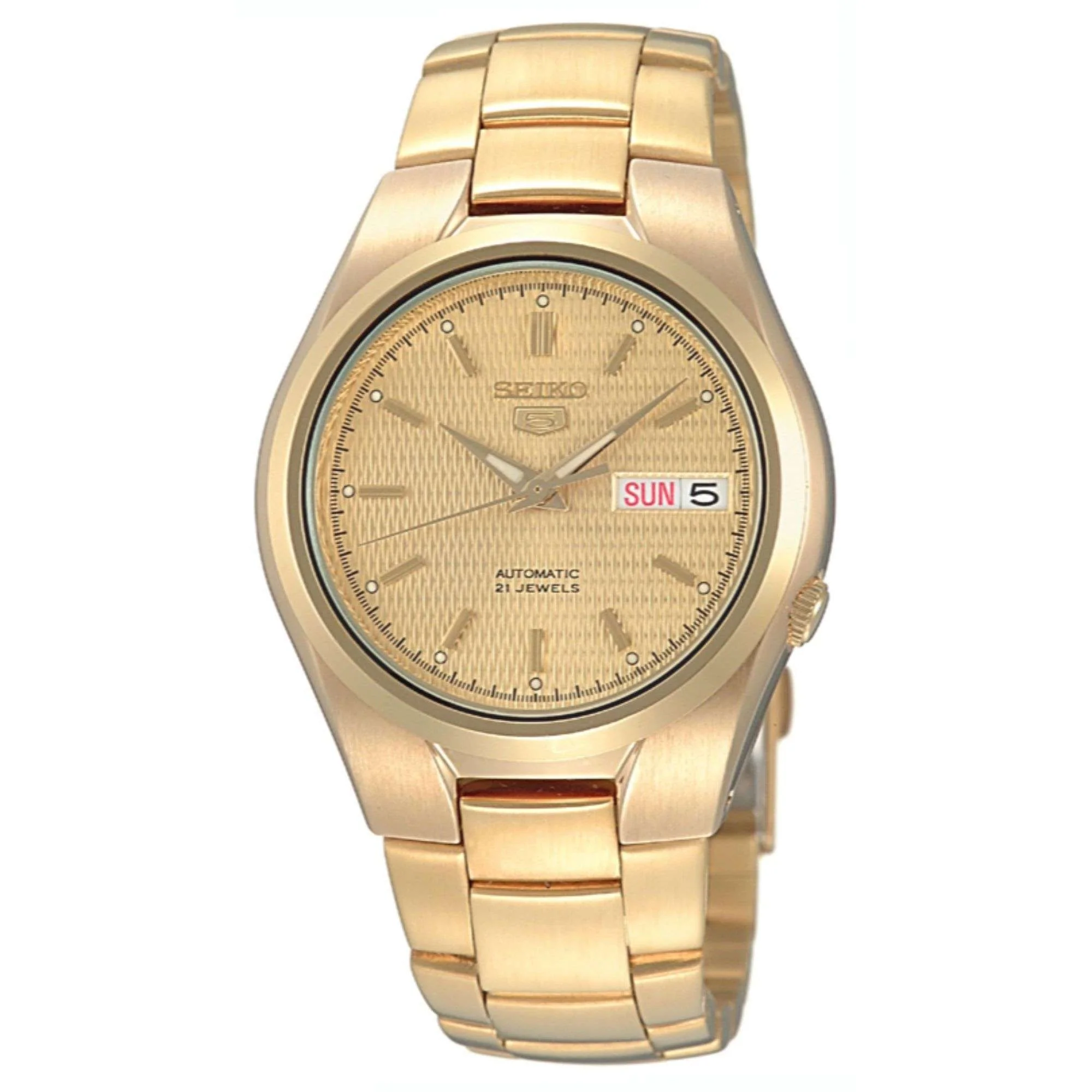 Seiko 5 Automatic Self Wind Gold Dial Gold PVD Steel Bracelet Men's Watch SNK610K1 - Image 5