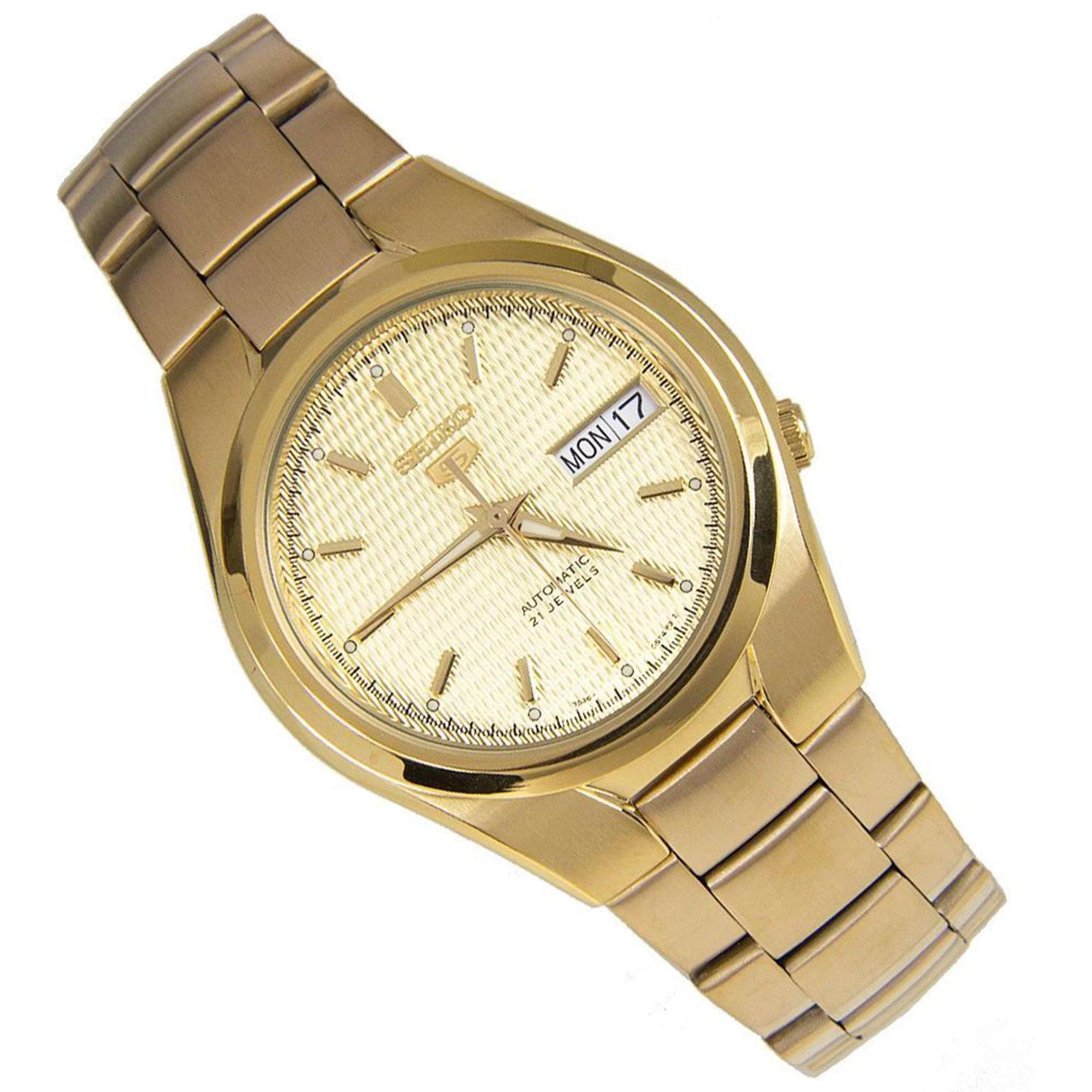 Seiko 5 Automatic Self Wind Gold Dial Gold PVD Steel Bracelet Men's Watch SNK610K1 - Image 6