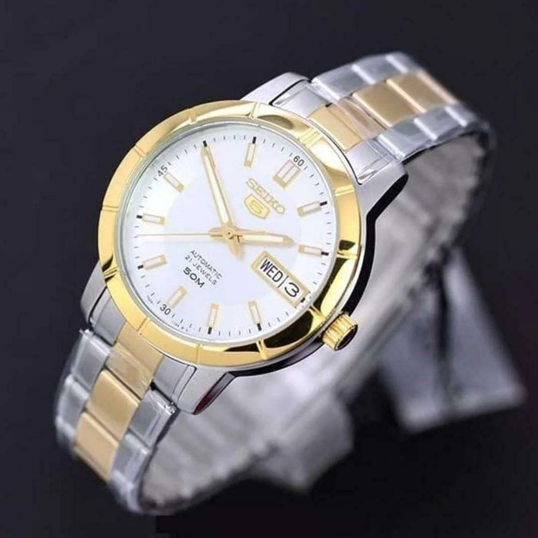 Seiko 5 Automatic White Dial Two Tone Silver Gold Stainless Steel Ladies Watch SNK892K1 - Image 33