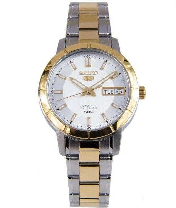 Seiko 5 Automatic White Dial Two Tone Silver Gold Stainless Steel Ladies Watch SNK892K1 - Image 62
