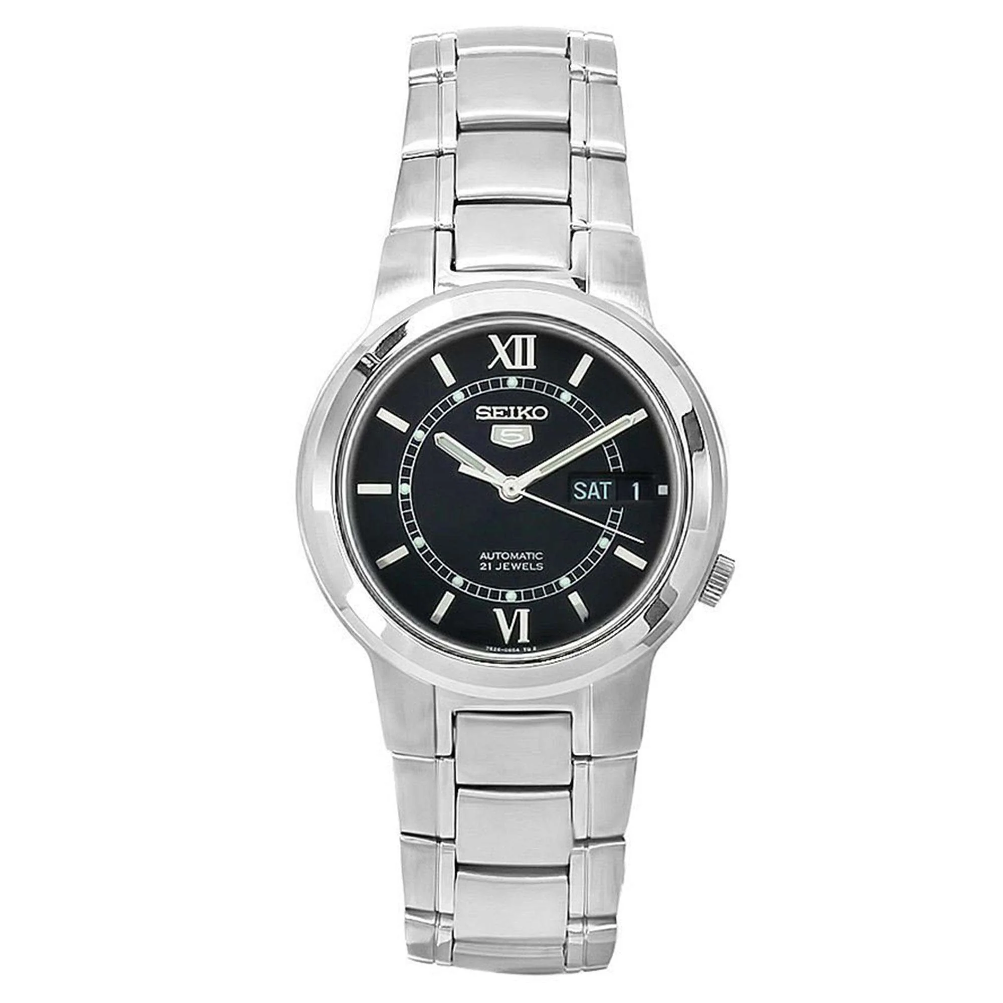 Seiko 5 Automatic Black Dial Stainless Steel Bracelet Men's Watch SNKA23K1 - Image 3