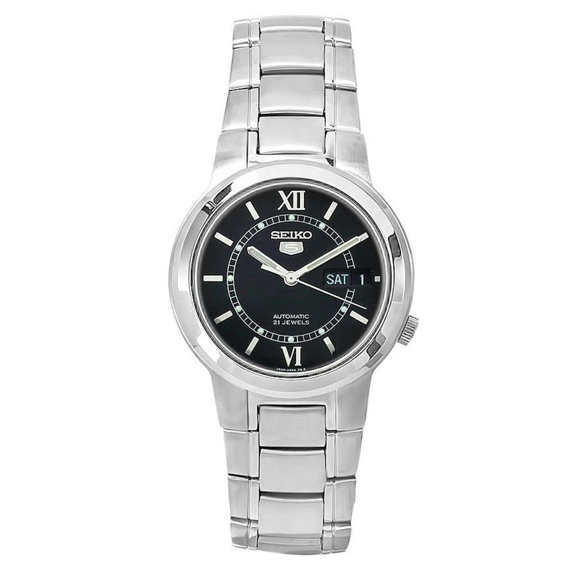 Seiko 5 Automatic Black Dial Stainless Steel Bracelet Men's Watch SNKA23K1 - Image 7