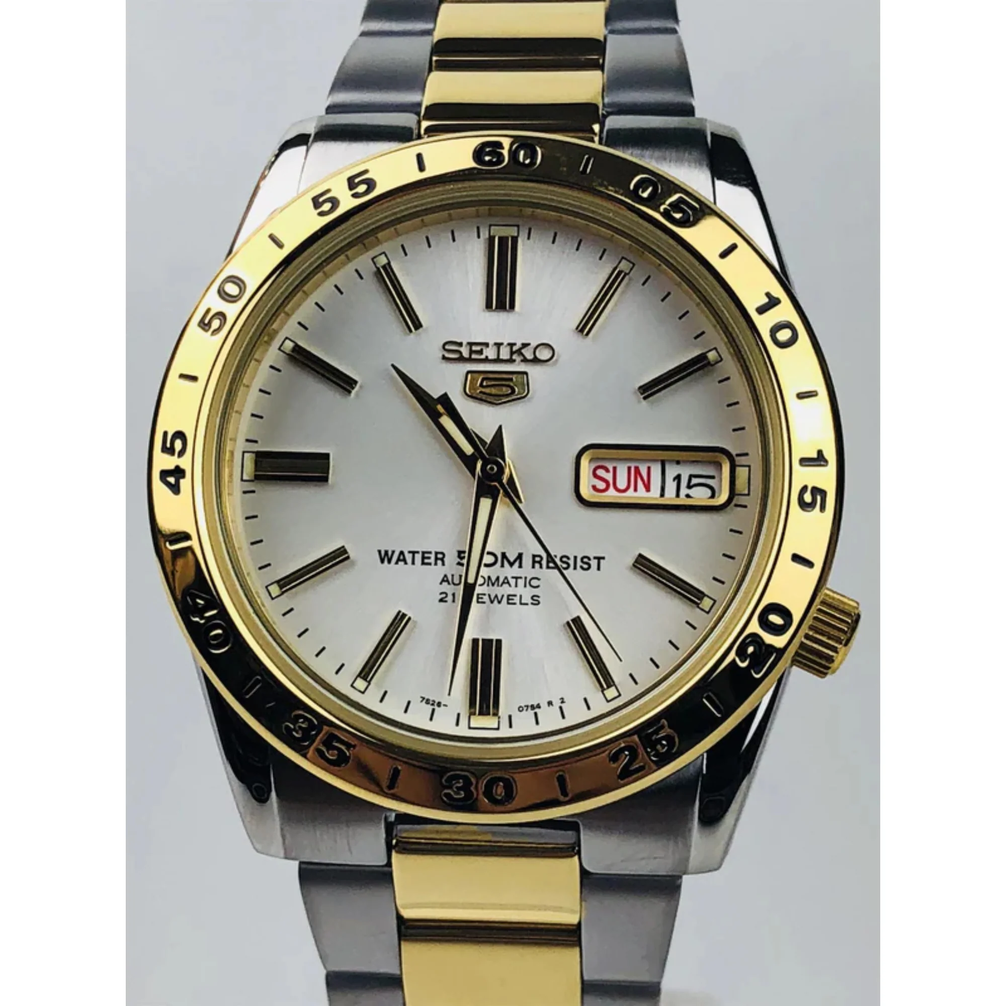 Seiko 5 Automatic White Dial Two Tone Gold/Silver Stainless Steel Men's Watch SNKE04K1 - Image 11