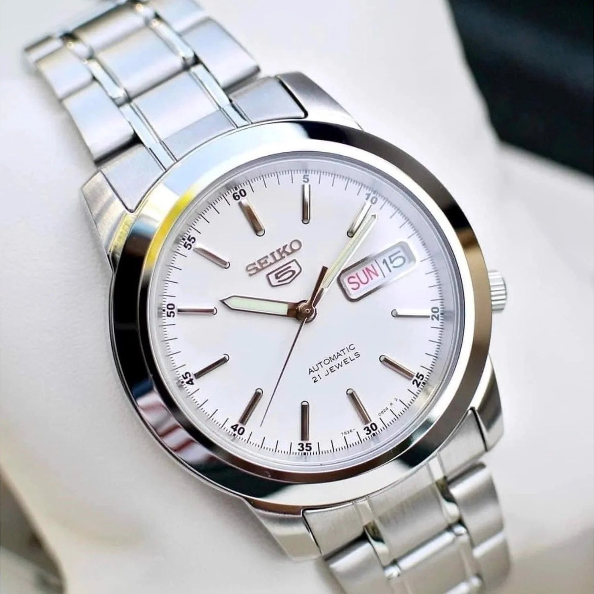 Seiko 5 Automatic White Dial Stainless Steel Men's Watch SNKE49K1 - Image 11